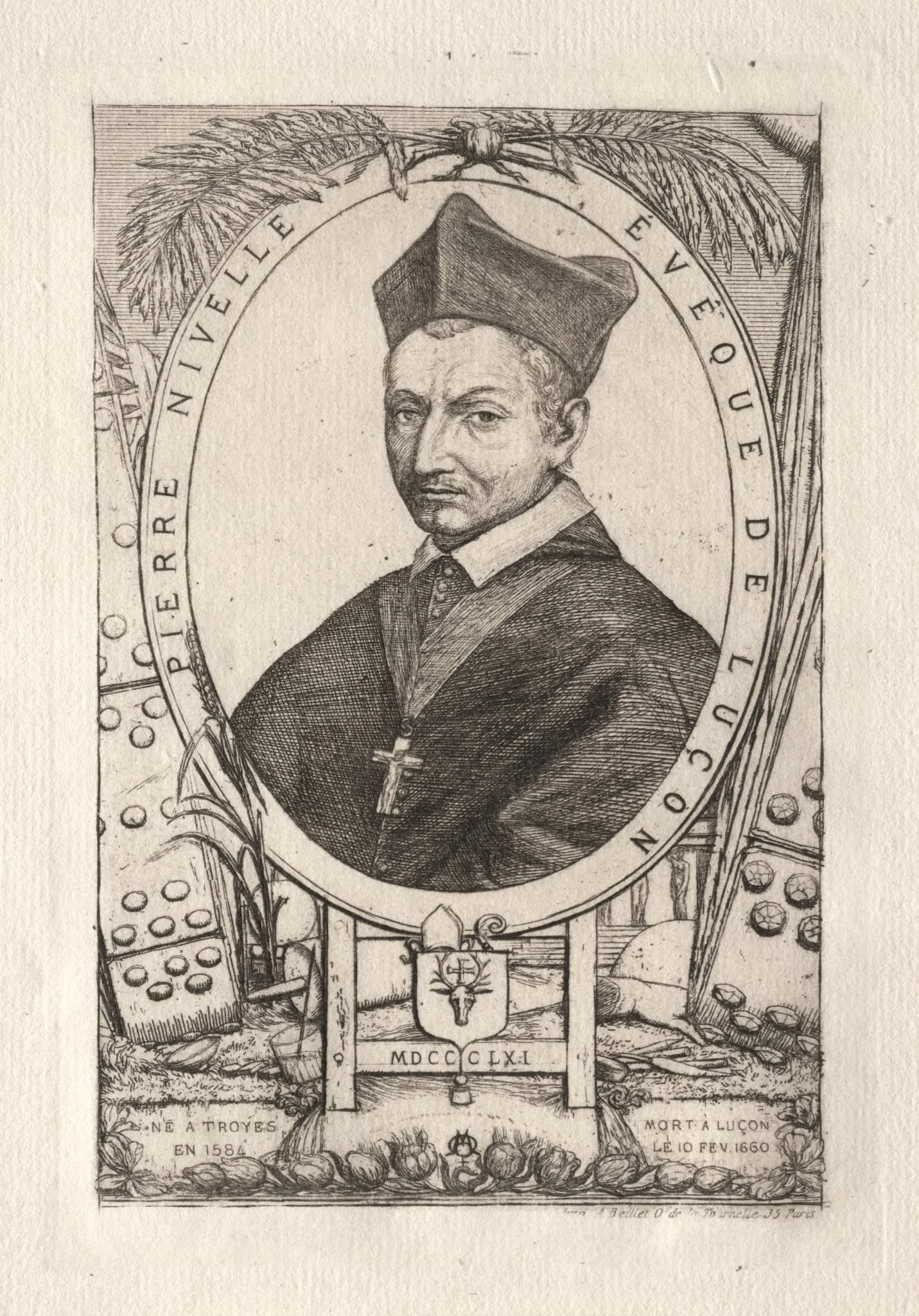 Pierre Nivelle, Bishop of Luçon, by Charles Meryon, 1861