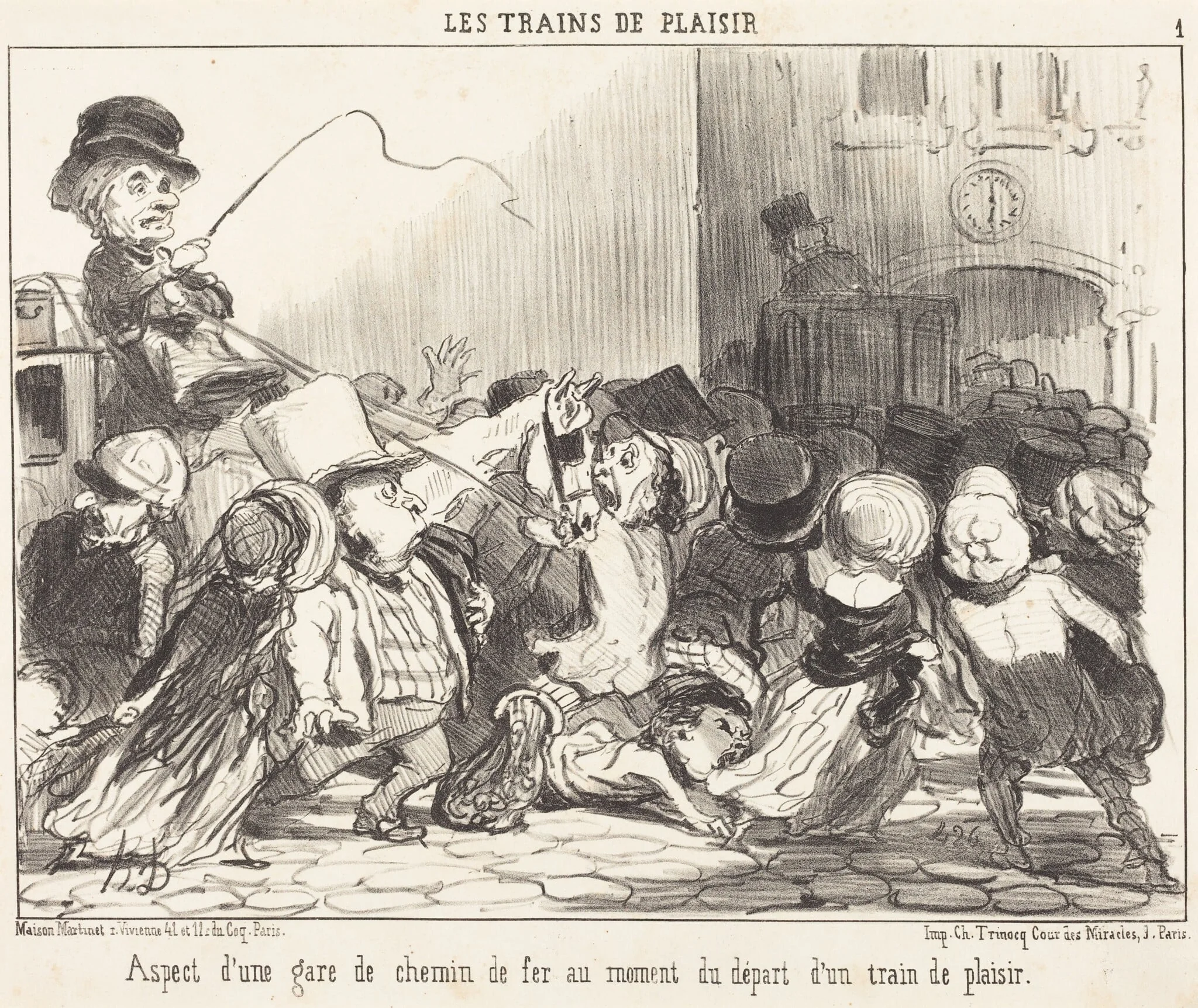 Aspect d'une gare de chemin de fer..., by Honoré Daumier, ink, 1852
