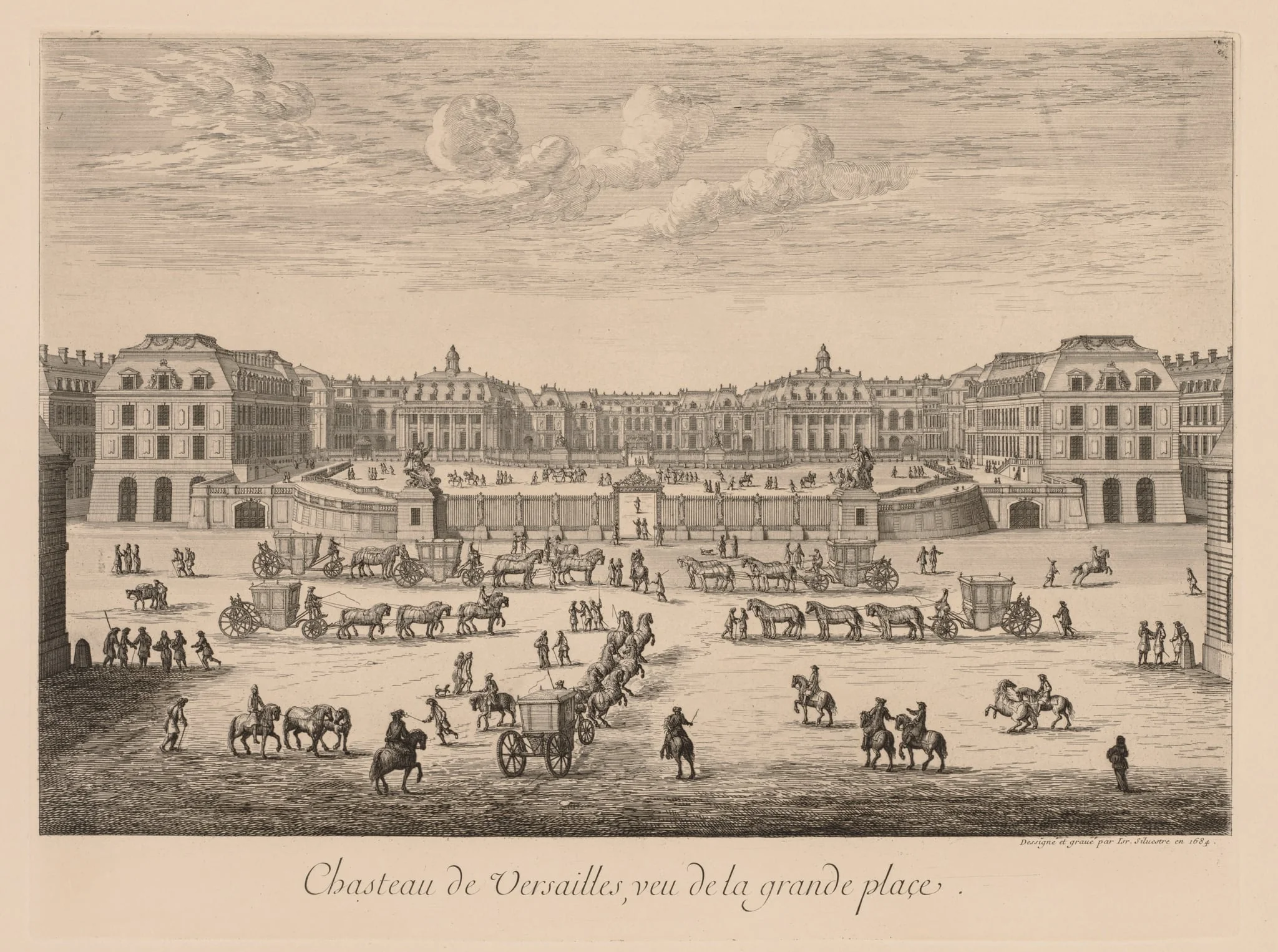 Vue du Château de Versailles, vu de la Grande Place, by Israël Silvestre, 1684