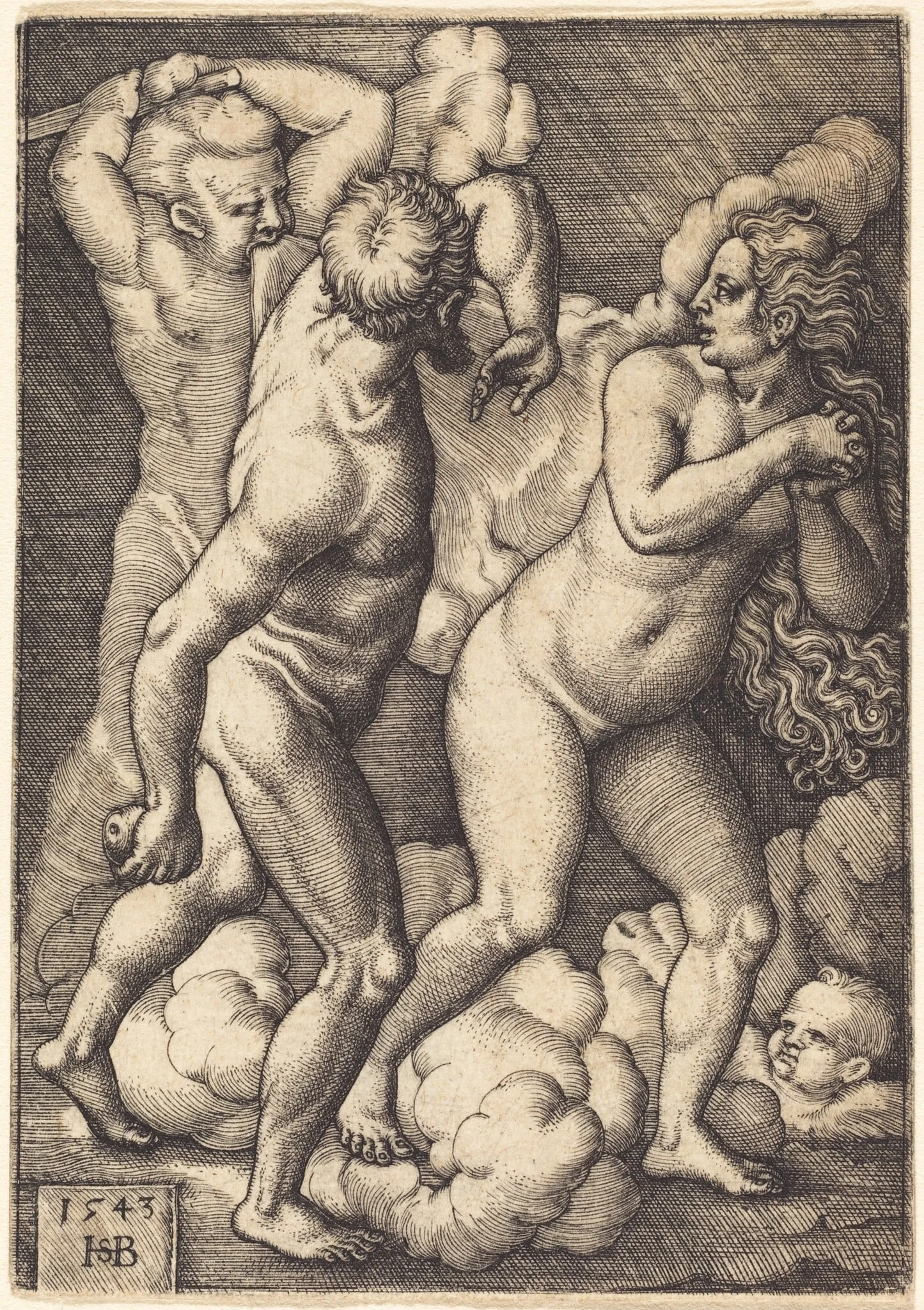 Expulsion from Paradise, by Sebald Beham, ink, 1543