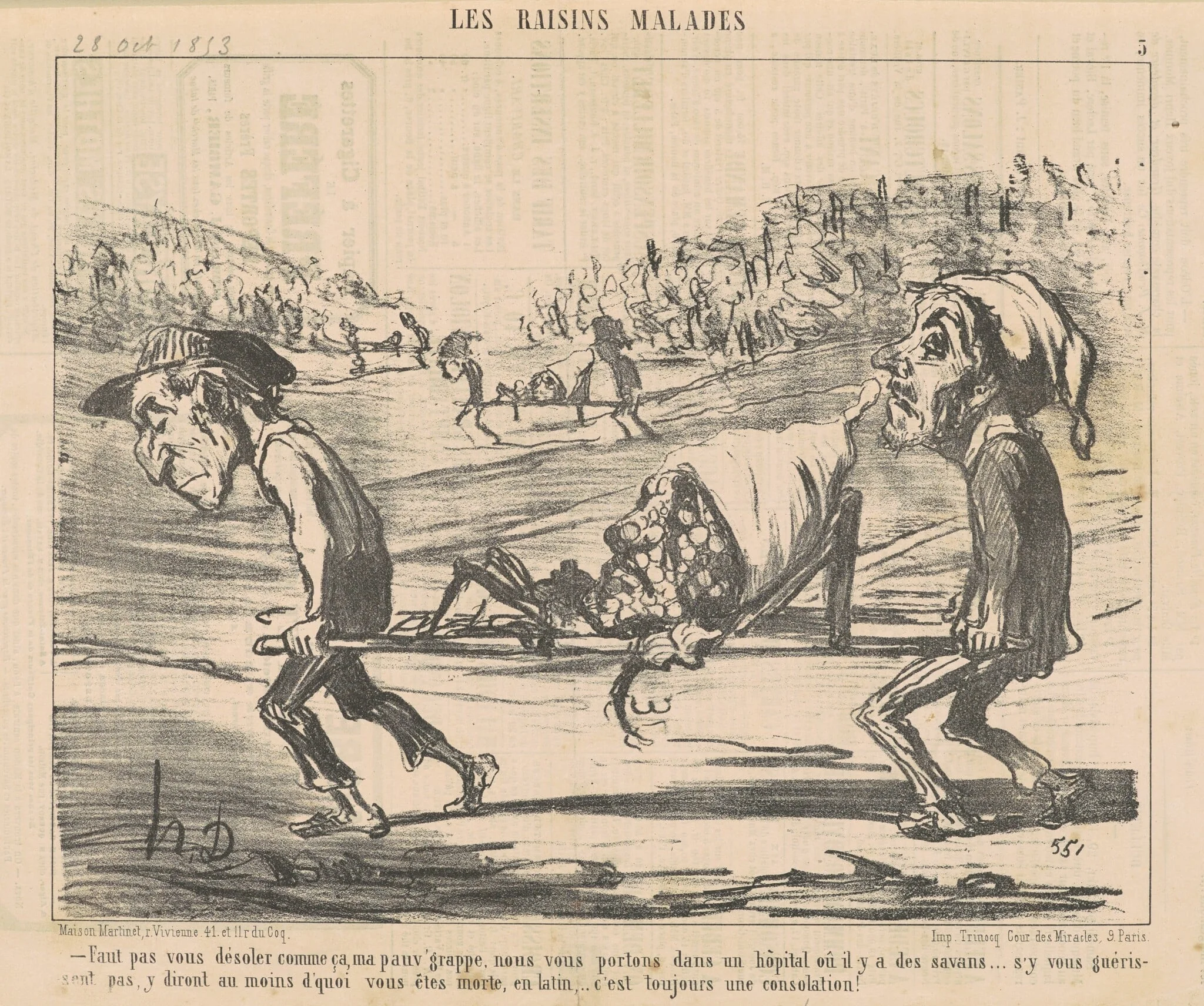 Faut pas vous désoler comme ca ..., by Honoré Daumier, ink, 1853