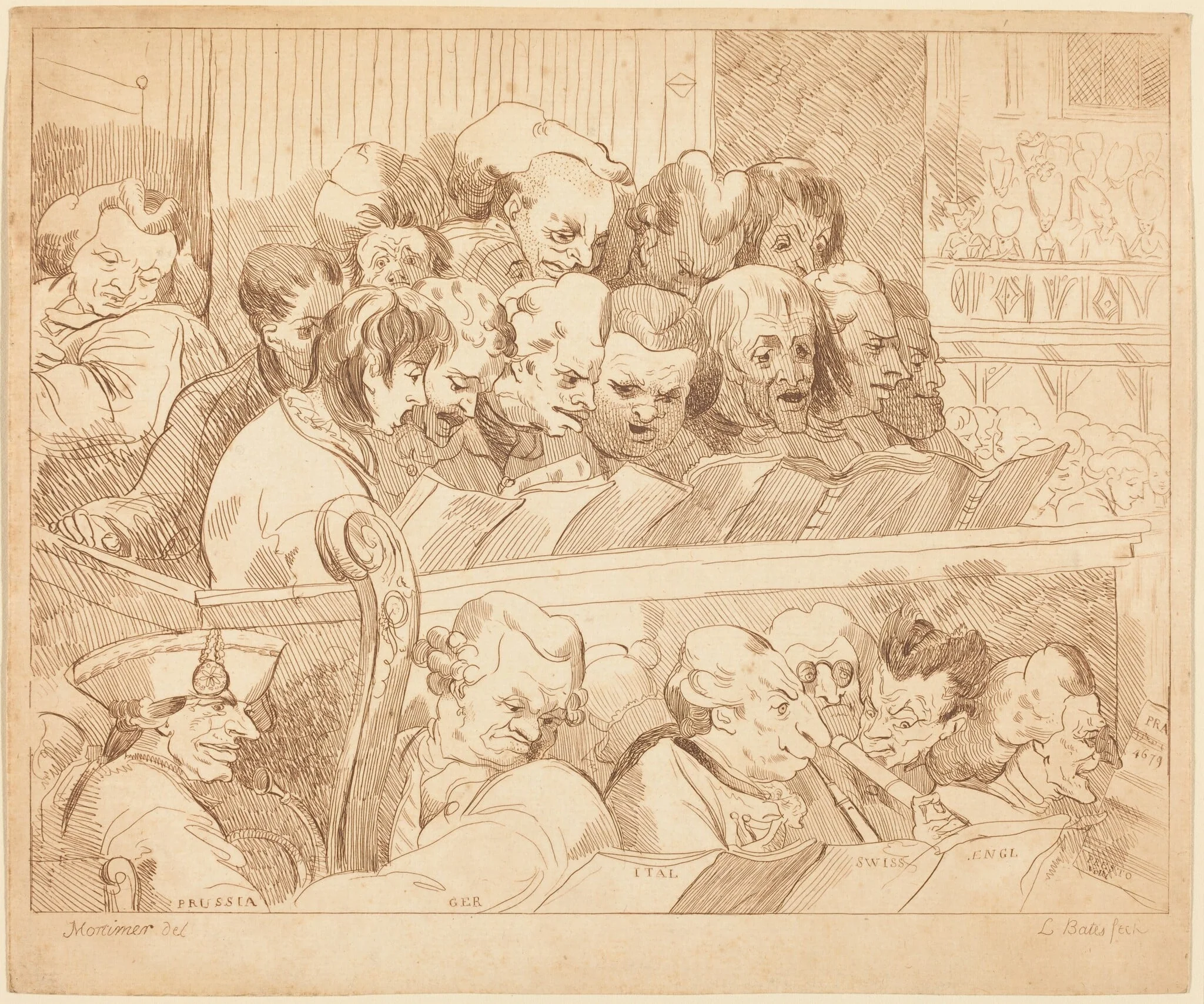A Choral Band, by Lydia Bates, ink, 1784