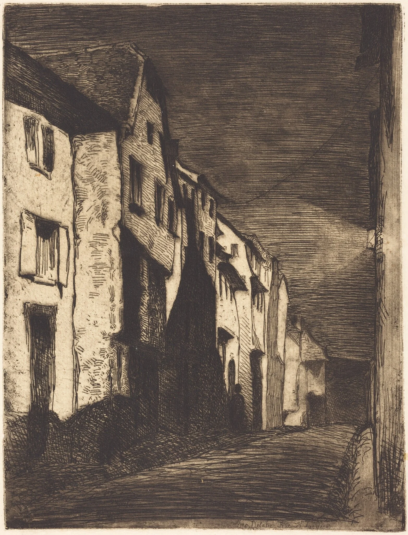 Street at Saverne, by James McNeill Whistler, ink, 1858