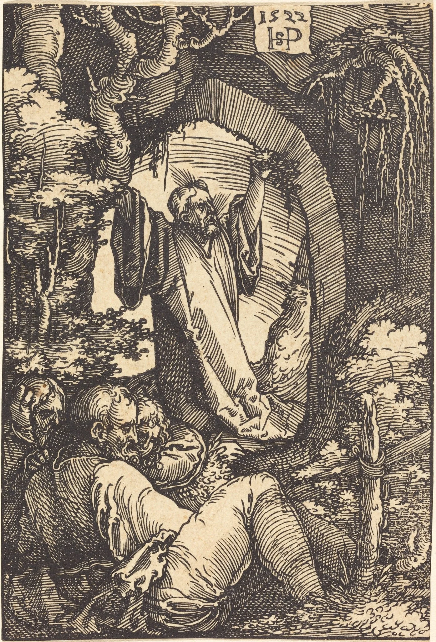 The Agony in the Garden, by Sebald Beham, ink, 1522