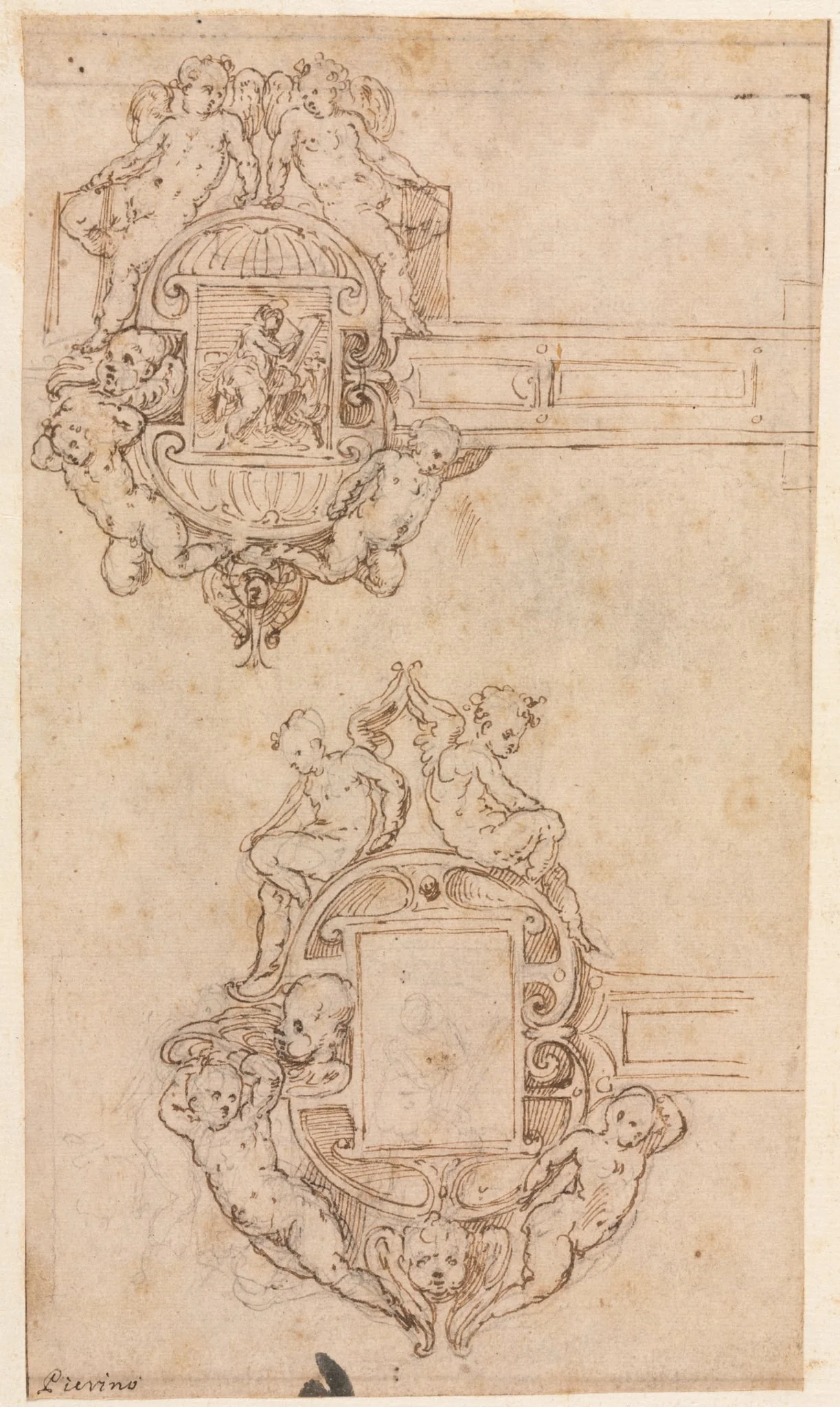 Design for Decorative Hinges (recto), by Luzio Romano, 1504
