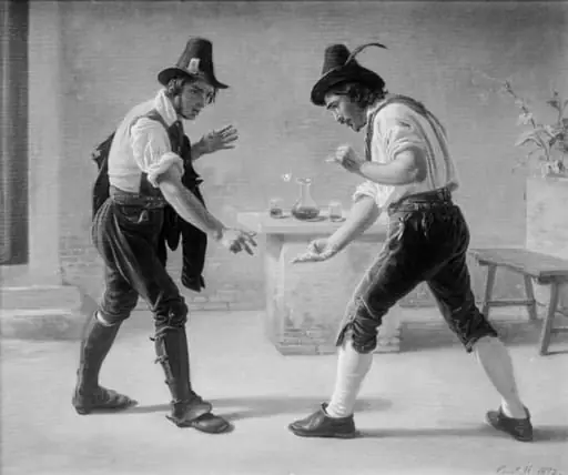 Two Romans Playing Morra outside an Osteria