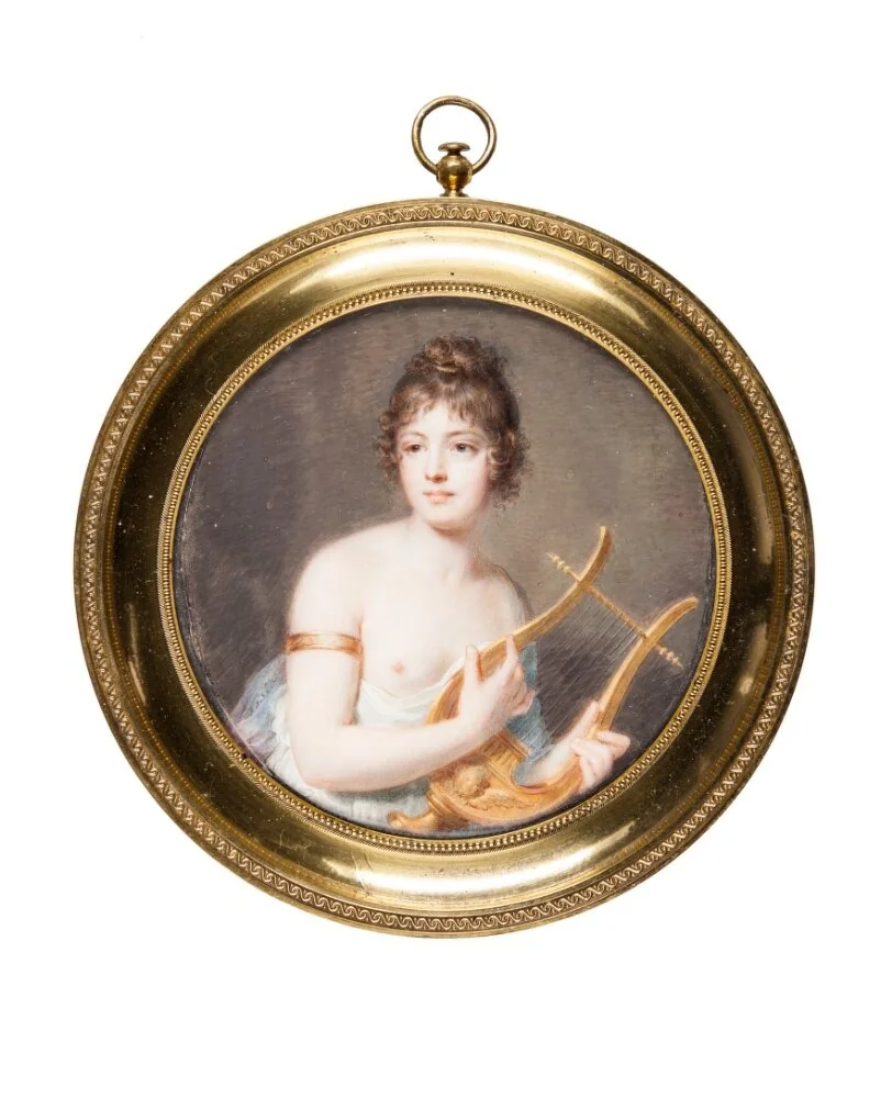 Woman with a lyre, Sapfo, by Lorentz Svensson Sparrgren, unspecified, 1805