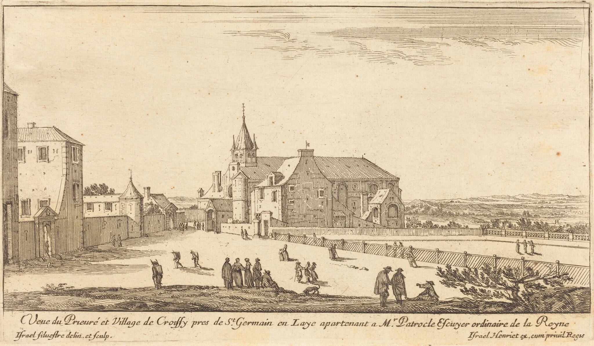 Veue de Prieure et Village de Croissy, by Israël Silvestre, ink, 1650