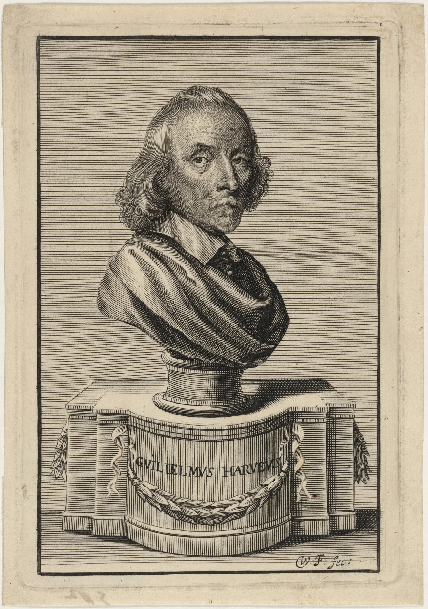 William Harvey, M.D., by William Faithorne, ink, 1653