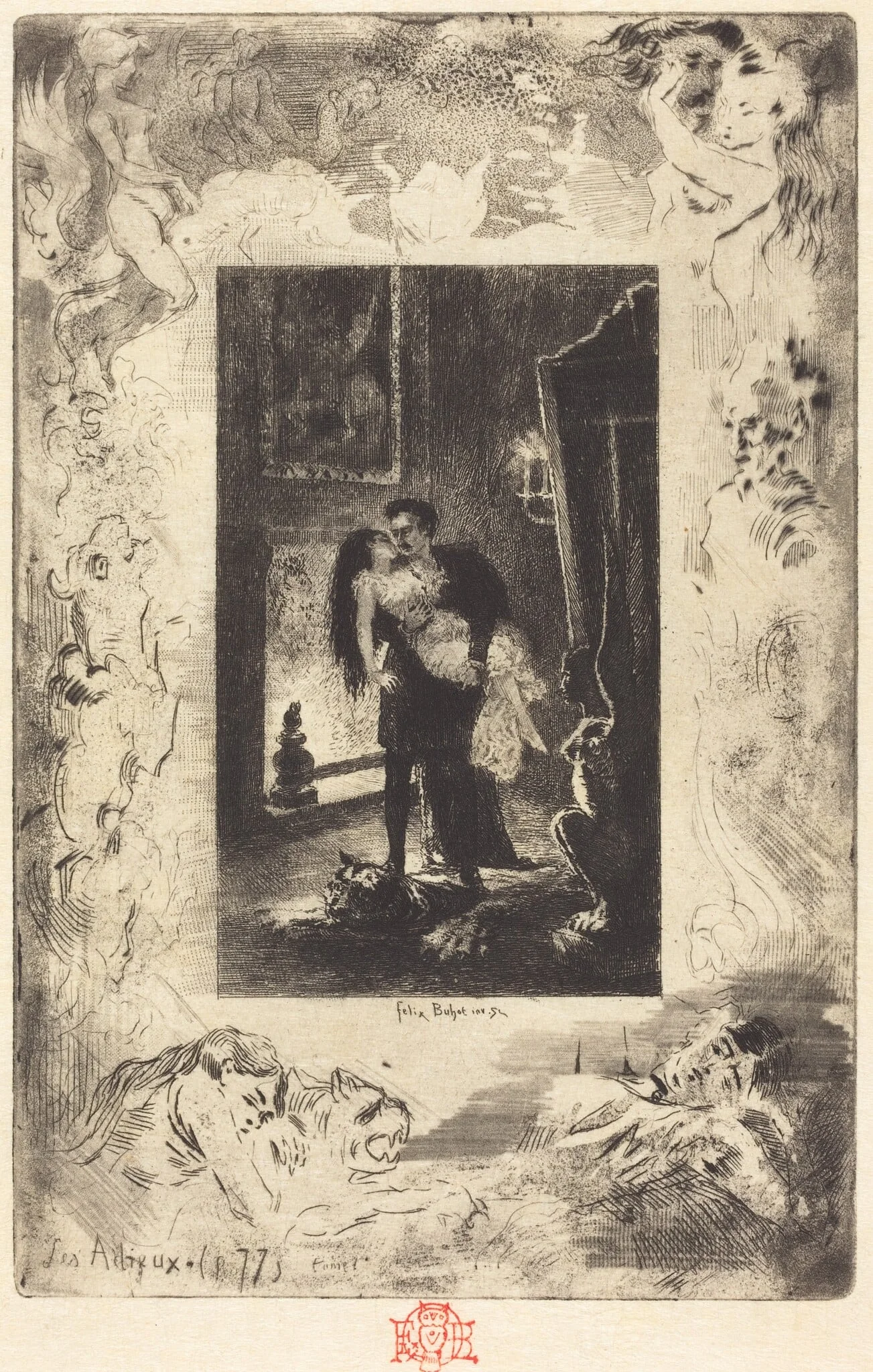 Les Adieux (The Parting), by Félix-Hilaire Buhot, ink, 1880