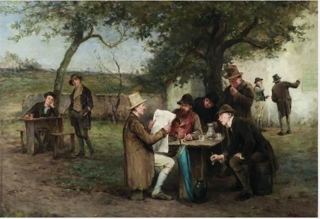 News of the Land League, by Howard Helmick, oil, 1891