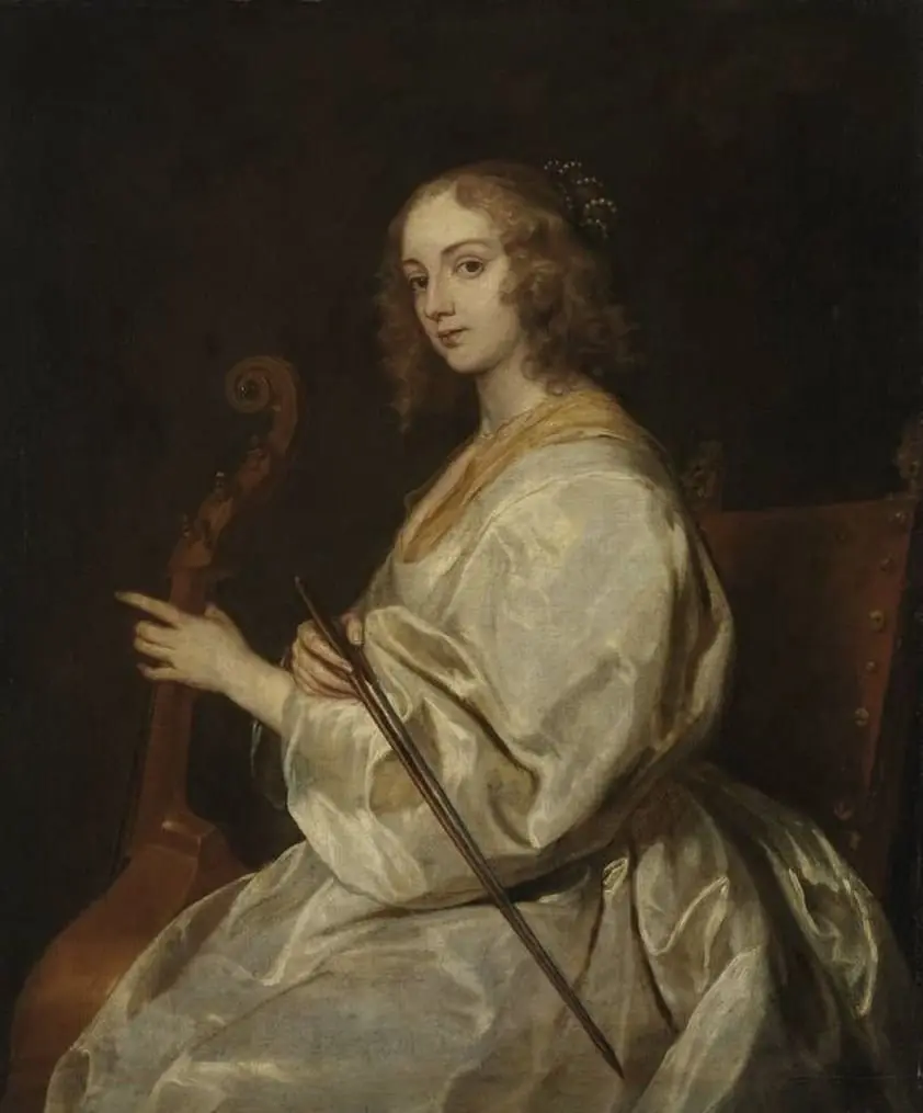 Portrait of a woman playing the viola-da-gamba, formerly identified as Margaret Lemon