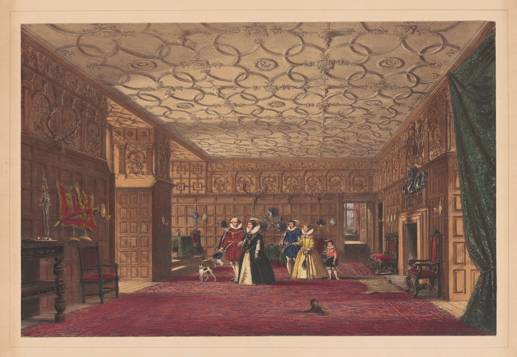 The Hall, Levens, Westmorland, by Joseph Nash, ink, 1849