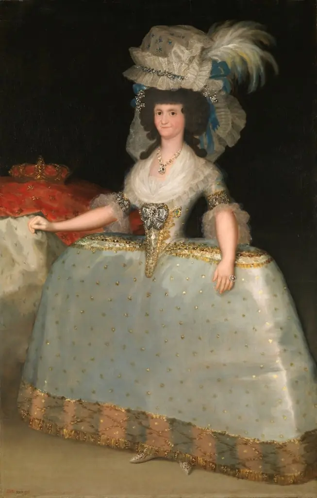 Queen María Luisa in a Dress with hooped Skirt
