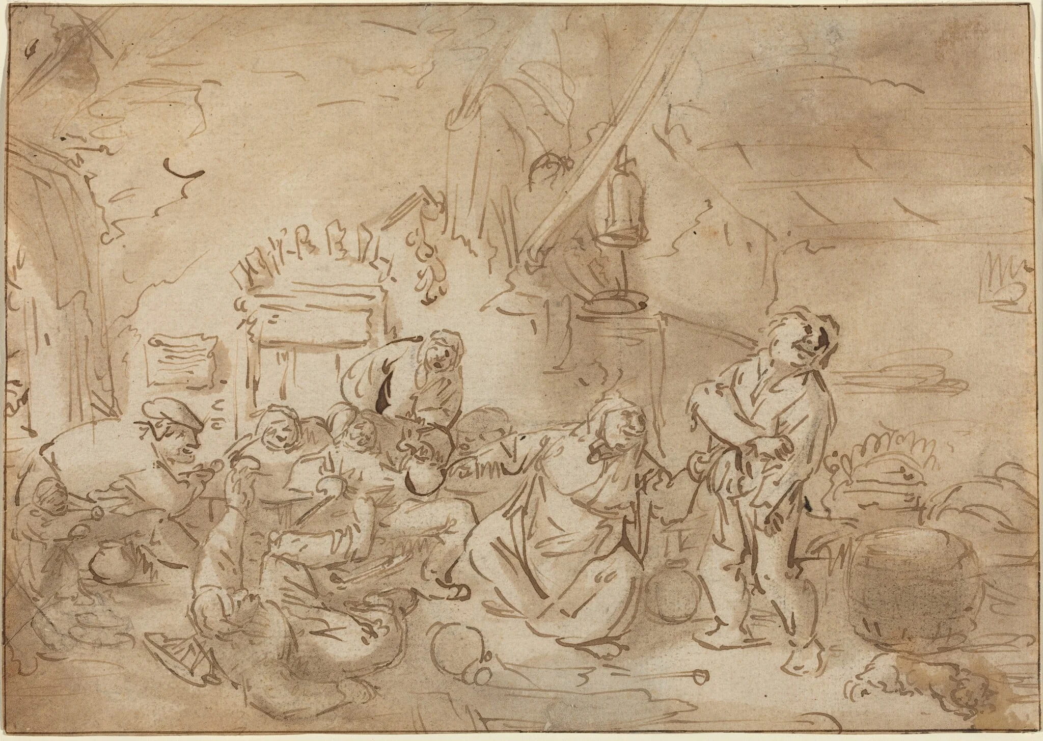 Brawl in an Inn, by Unknown, ink, 1635