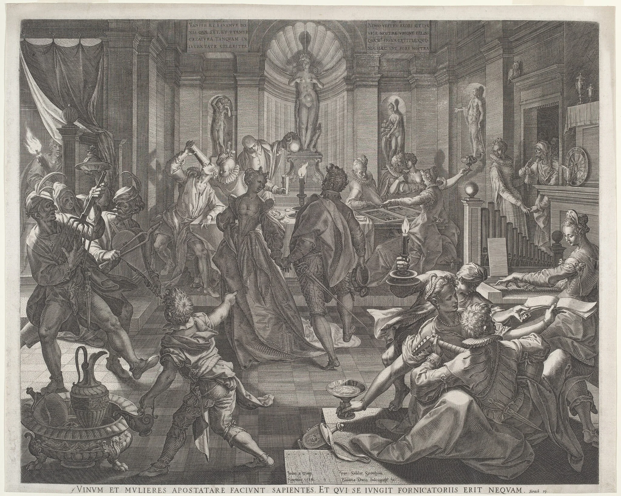 A Pleasure House, by Jan Sadeler I, ink, 1588