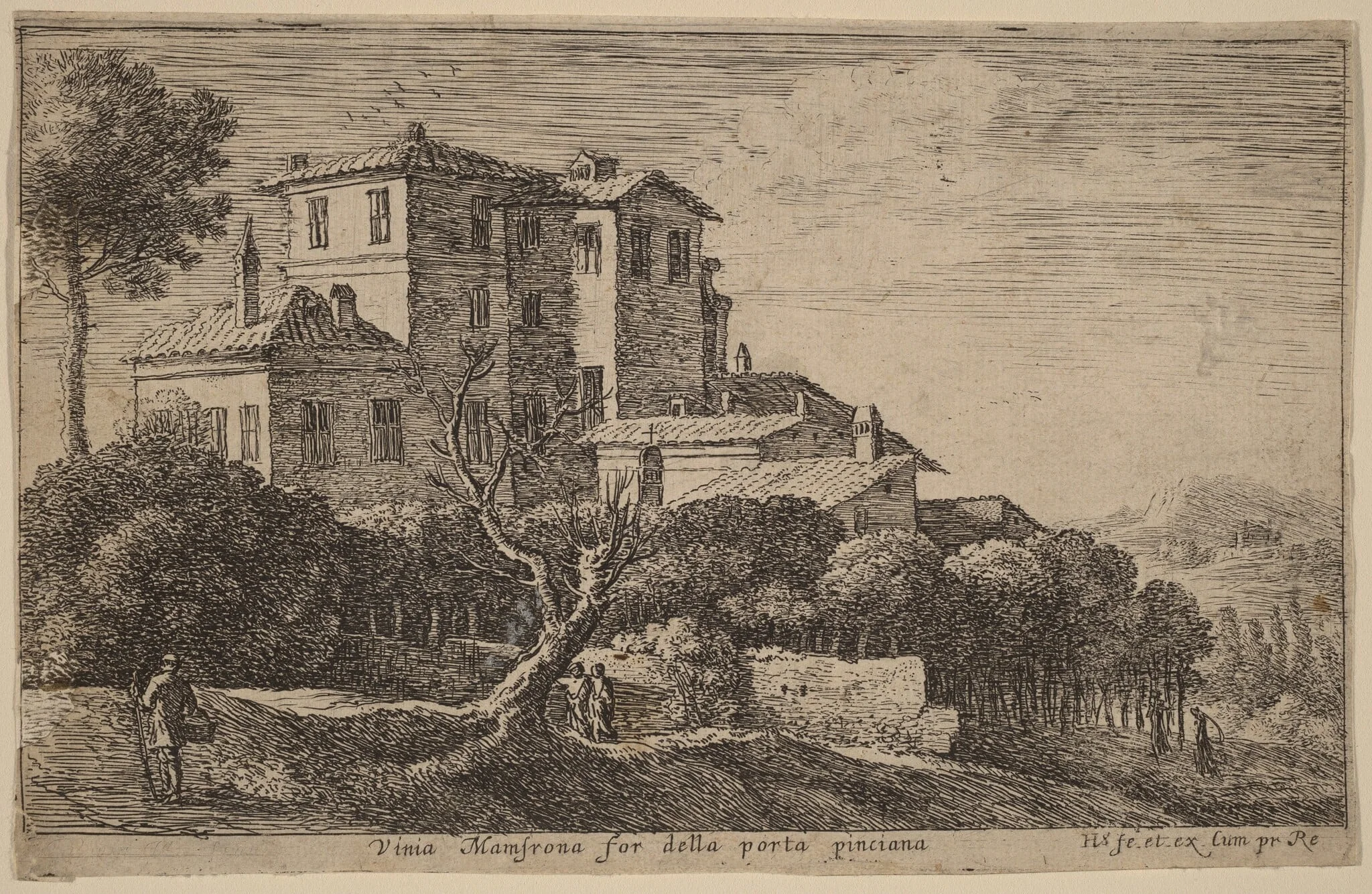 View of the Vineyard of the Villa Mamsrona, by Herman van Swanevelt, ink, 1628