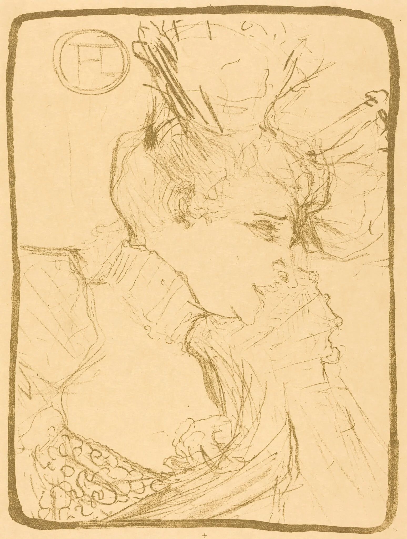 Bust of Mademoiselle Marcelle Lender (Mademoiselle Marcelle Lender, en buste), by Henri de Toulouse-Lautrec, ink, 1895