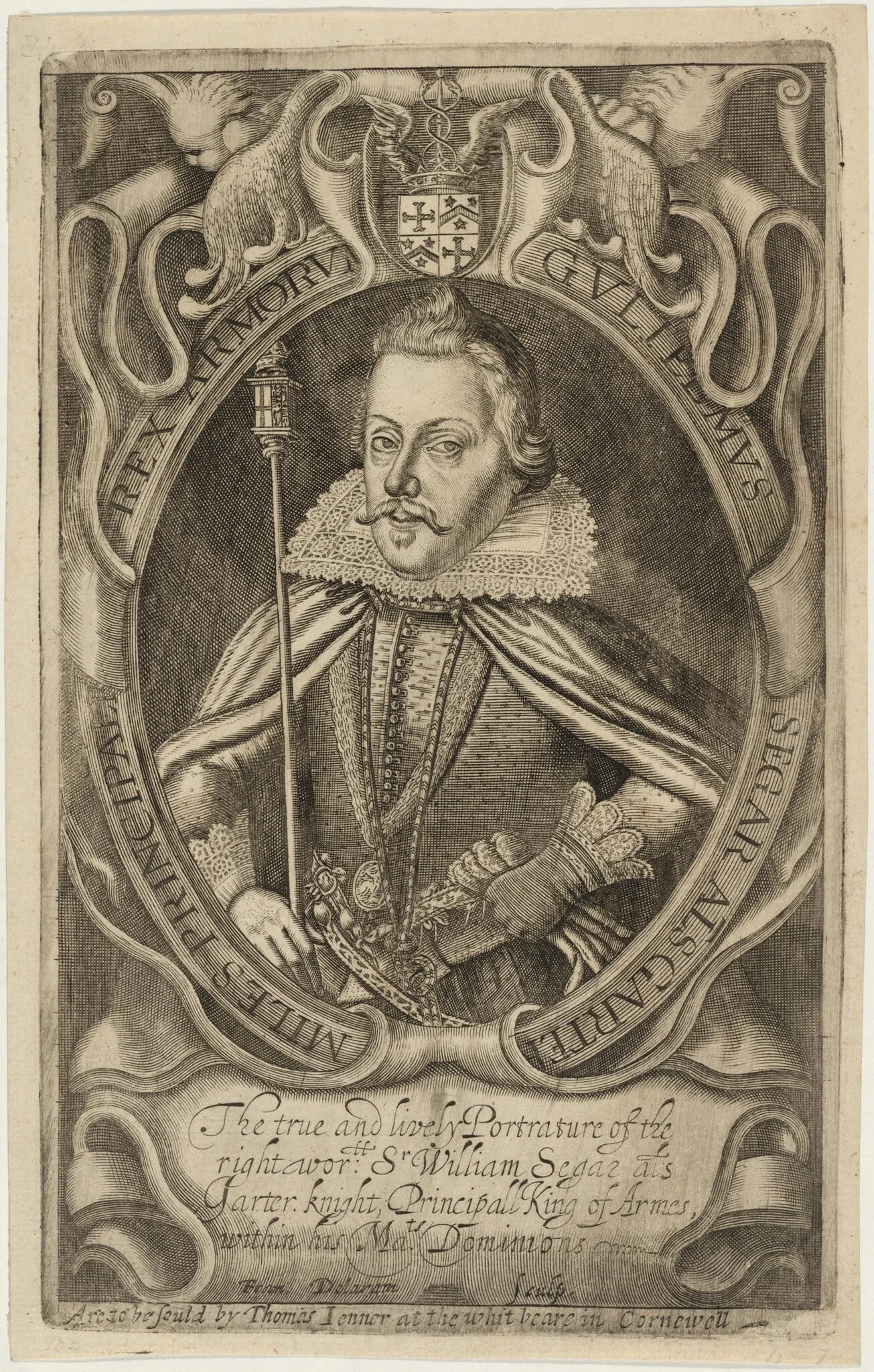 Guliemus Segar (Sir William Segar, Garter King of Arms), by Francis Delaram, ink, 1608