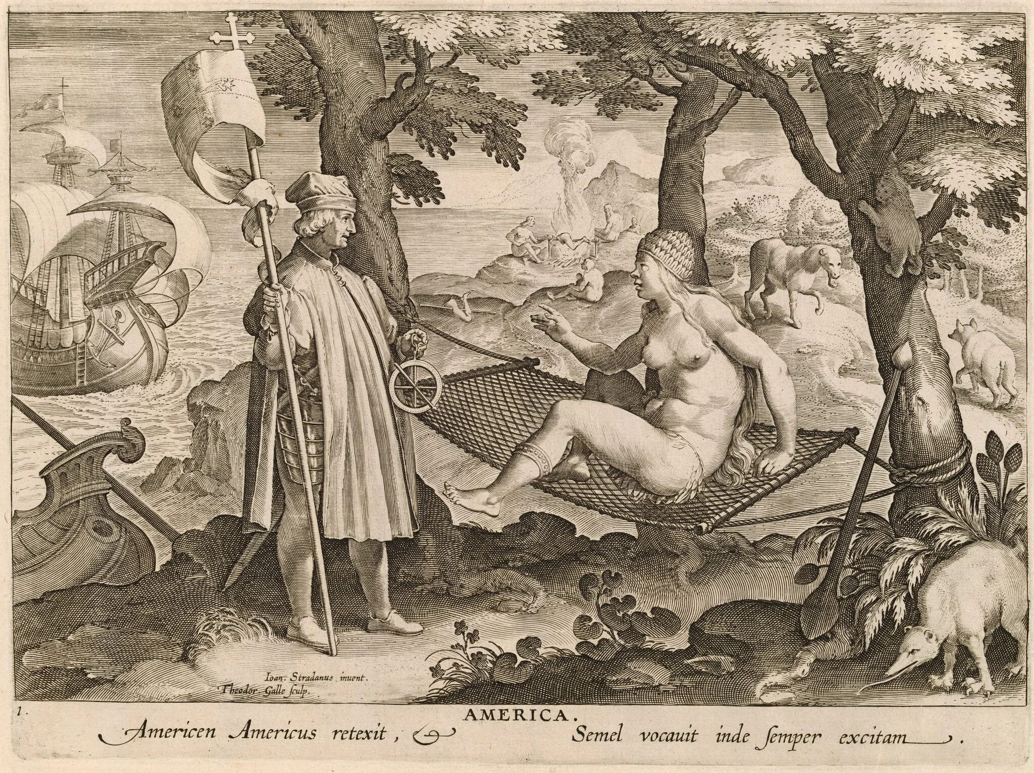 America, by Theodor Galle, ink, 1592