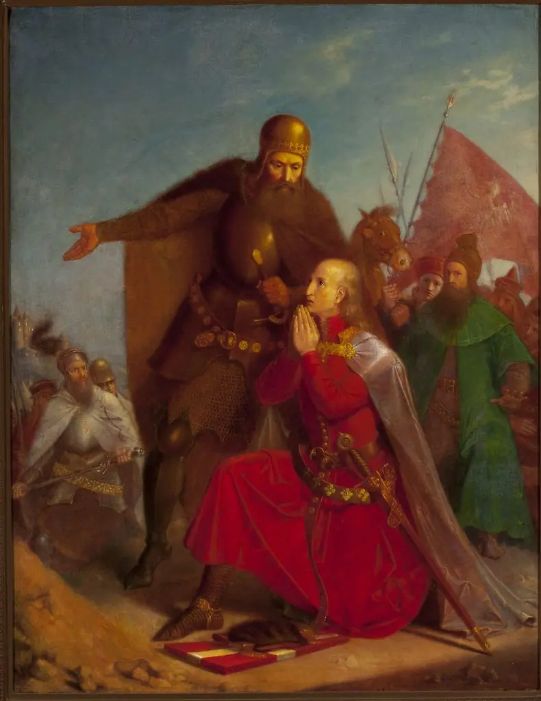 Władysław Jagiełło and Vytautas praying before the battle of Grunwald