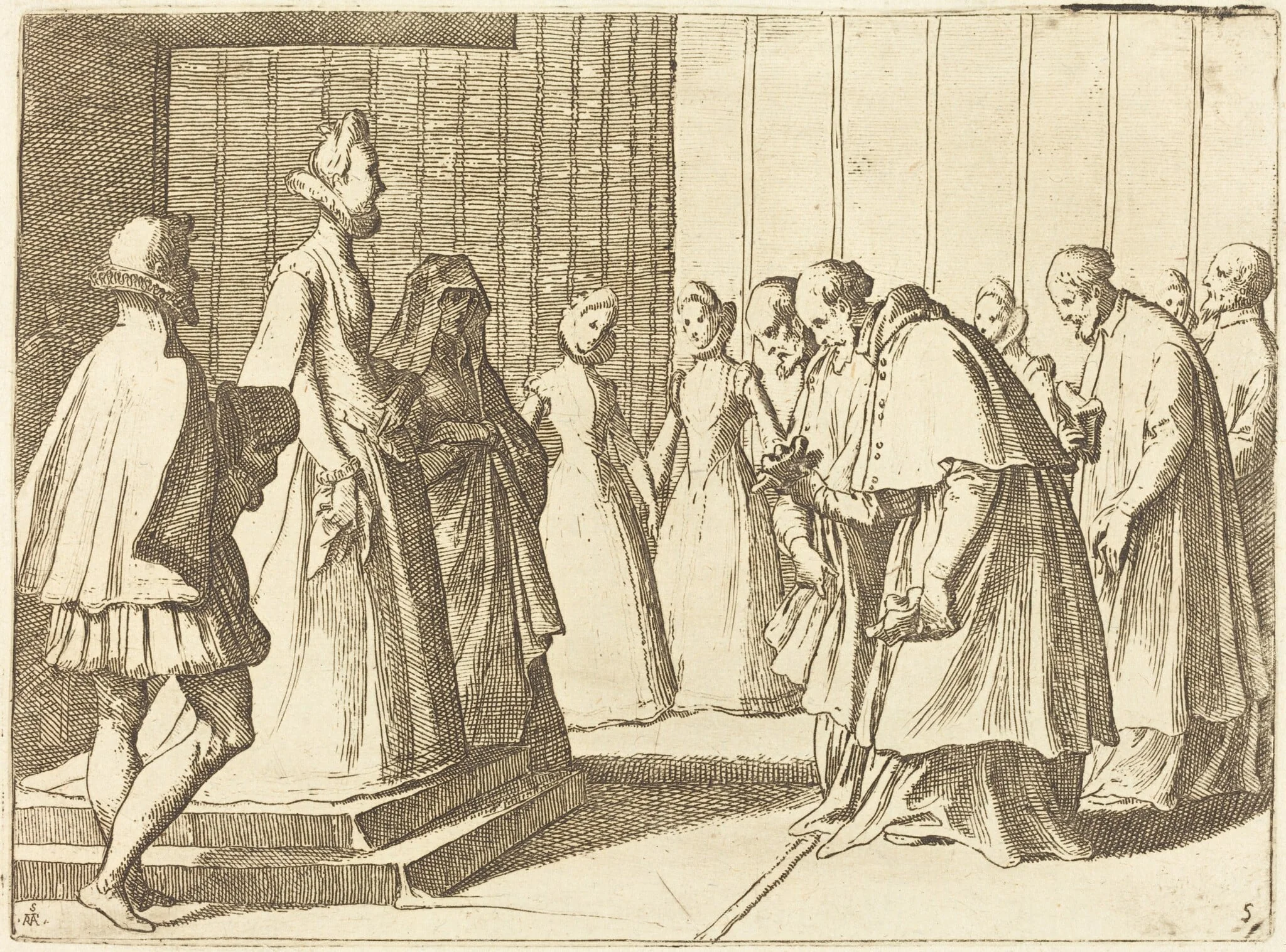 Margaret of Austria Receiving the Homage of Cardinals and Prelates, by Raffaello Schiaminossi, ink, 1612