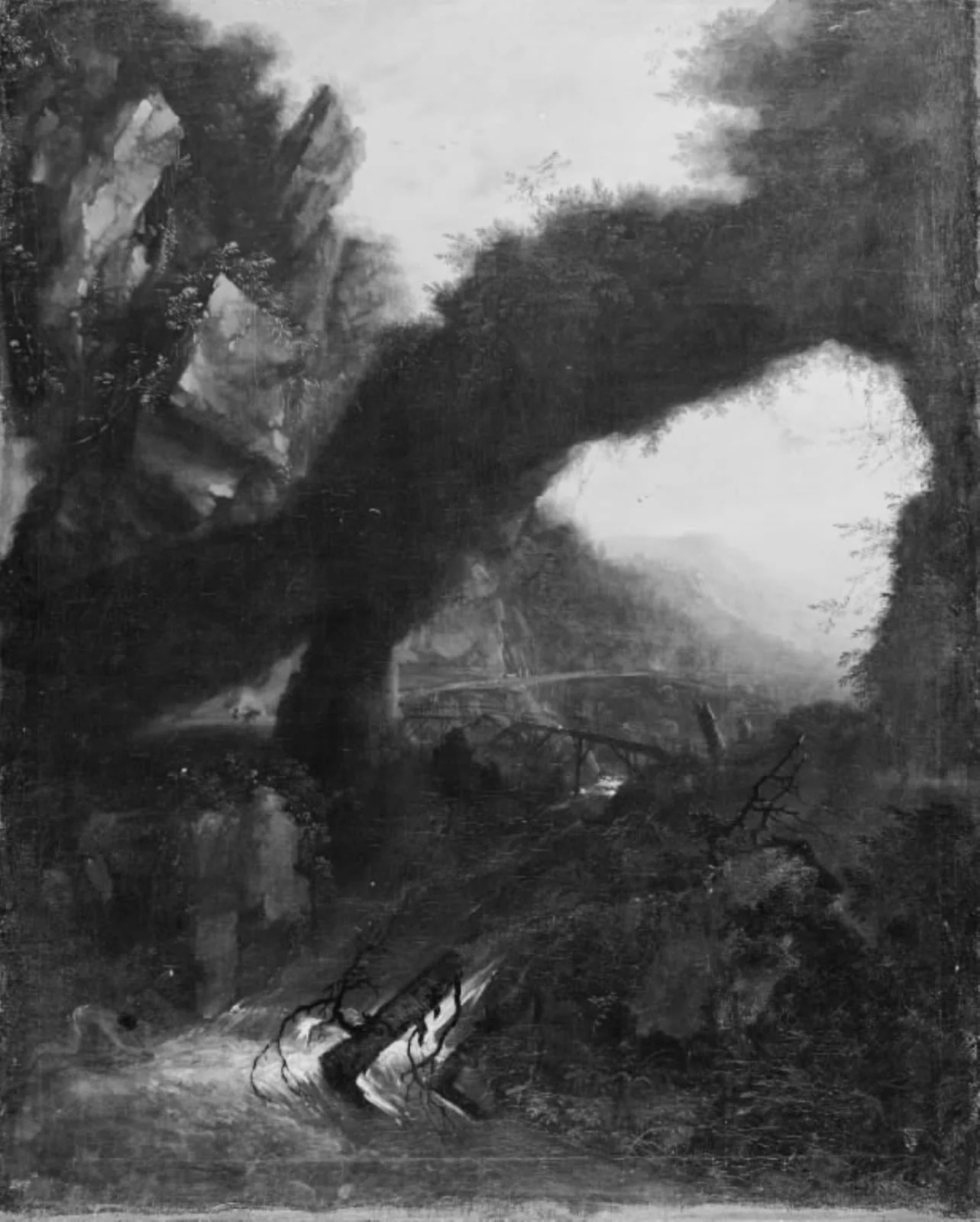 Landscape with a Waterfall in the Foreground, by Unknown, unspecified, 1750