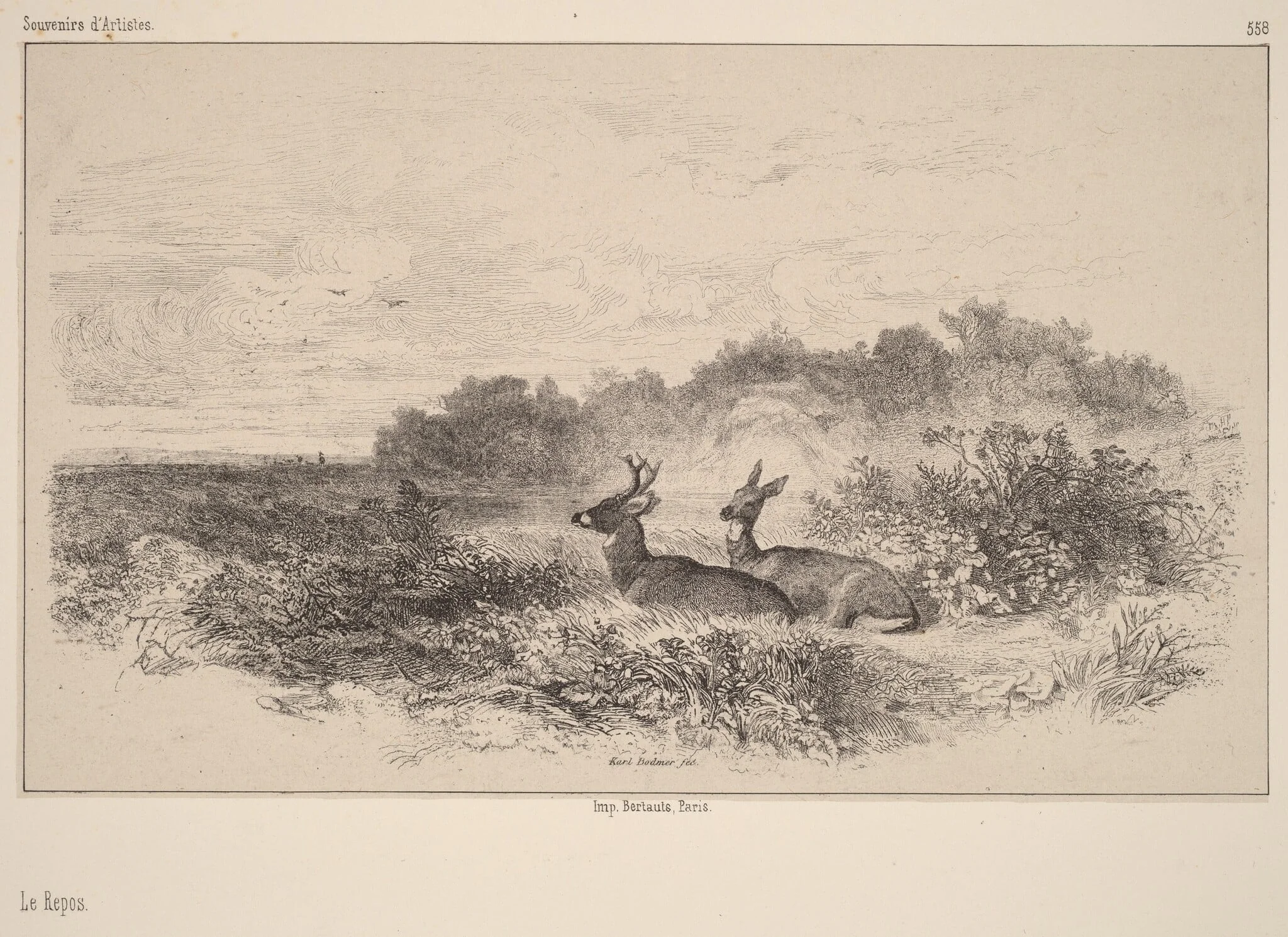 Le Repos, by Karl Bodmer, ink, 1851