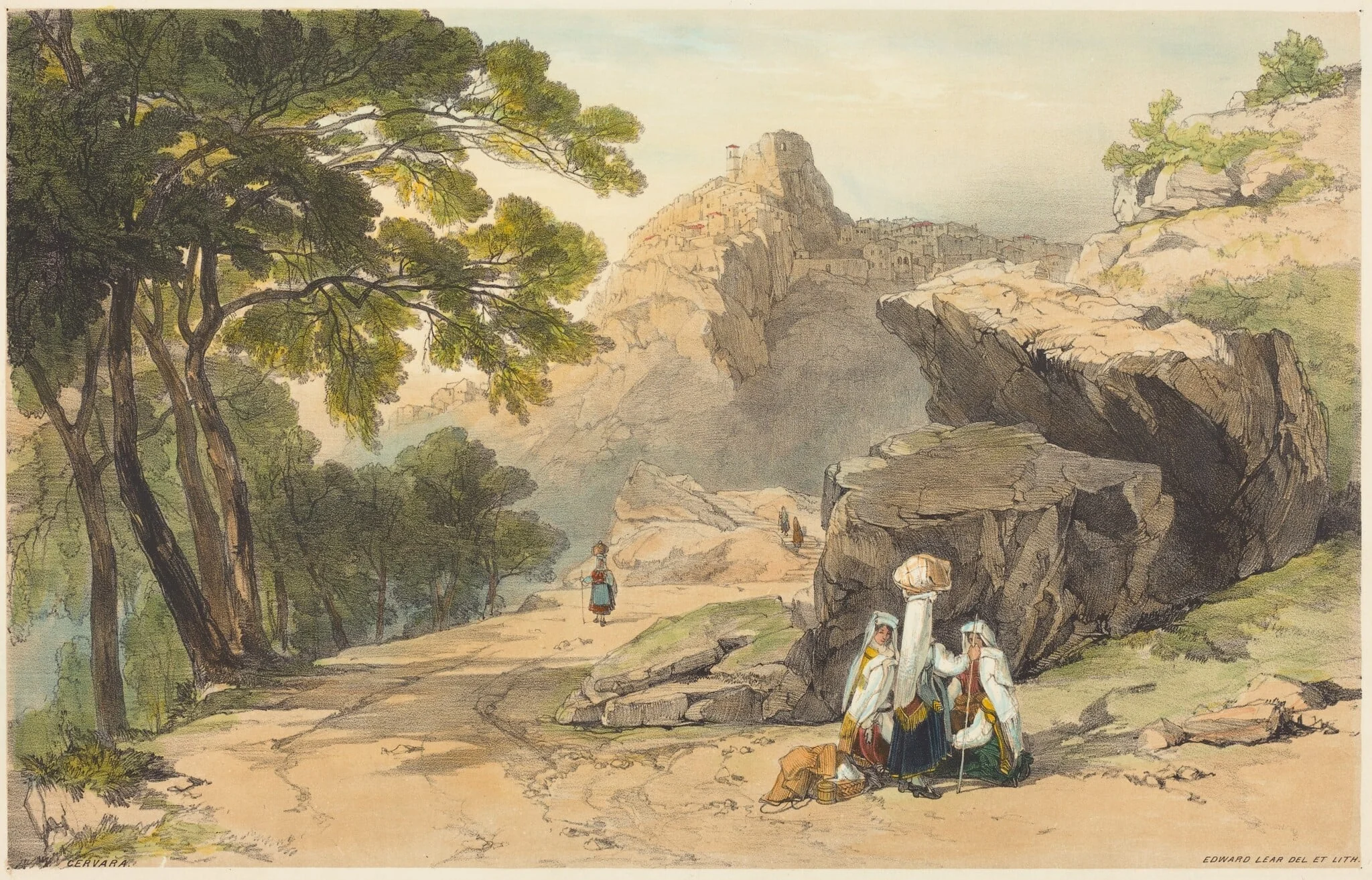 Cervara, by Edward Lear, ink, 1850