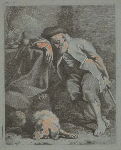 Sleeping Old Man with Dog