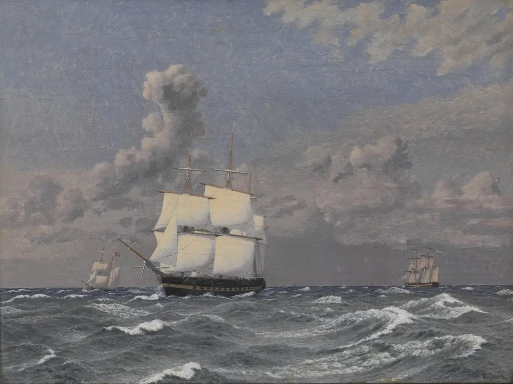 A Frigate and some other Ships Cruising