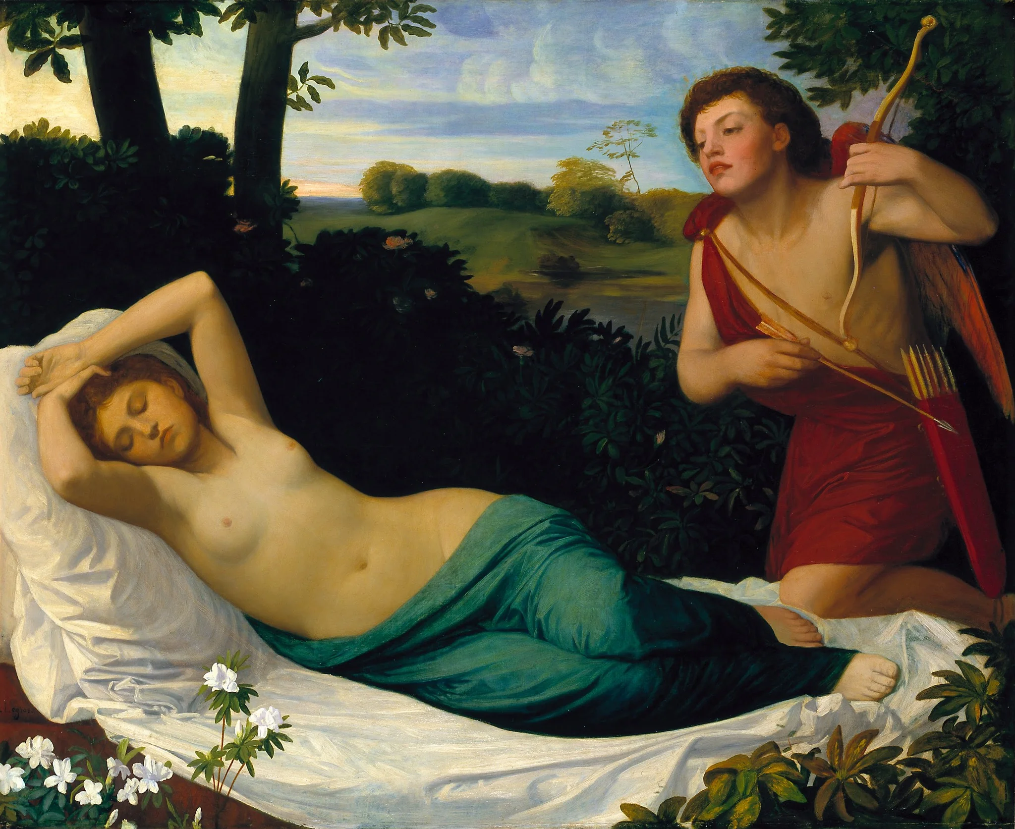 Cupid and Psyche, by Alphonse Legros, oil, 1800
