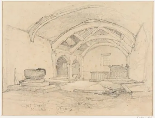 Interior of the church at Capel Curig, Carnarvonshire