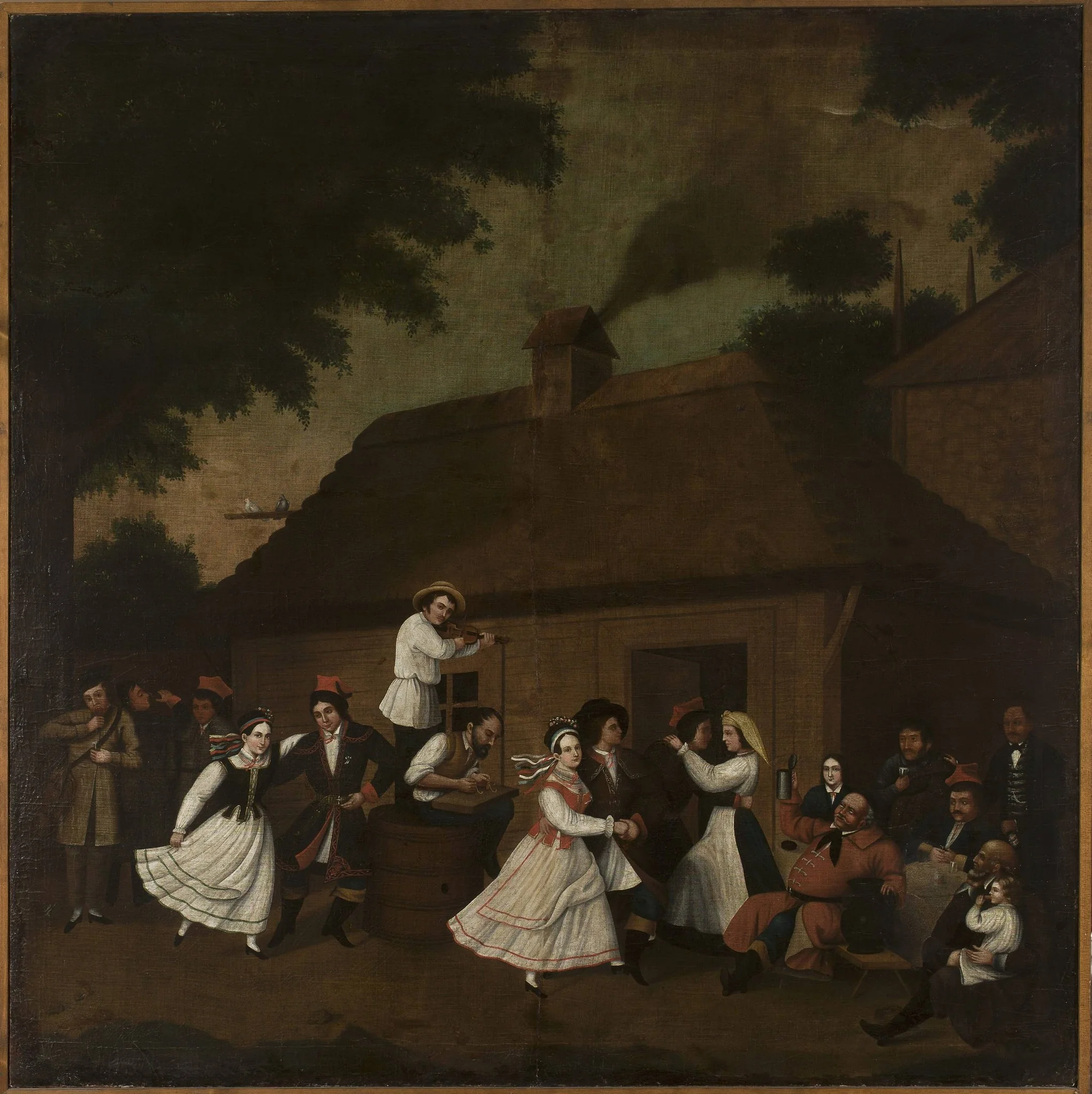 Dancing in front of the village inn, by Michał Stachowicz, oil, 1806