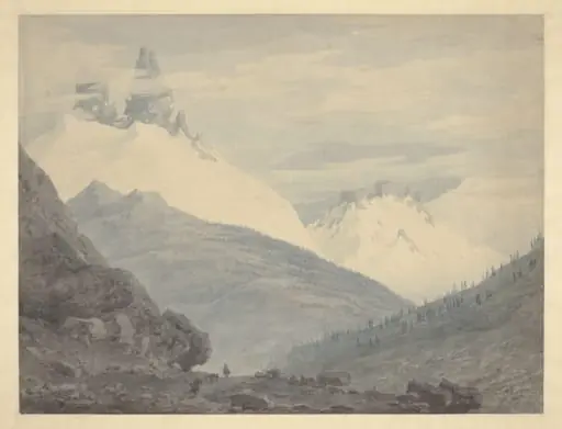 Alpine Scenery : Packhorses coming up a Pass