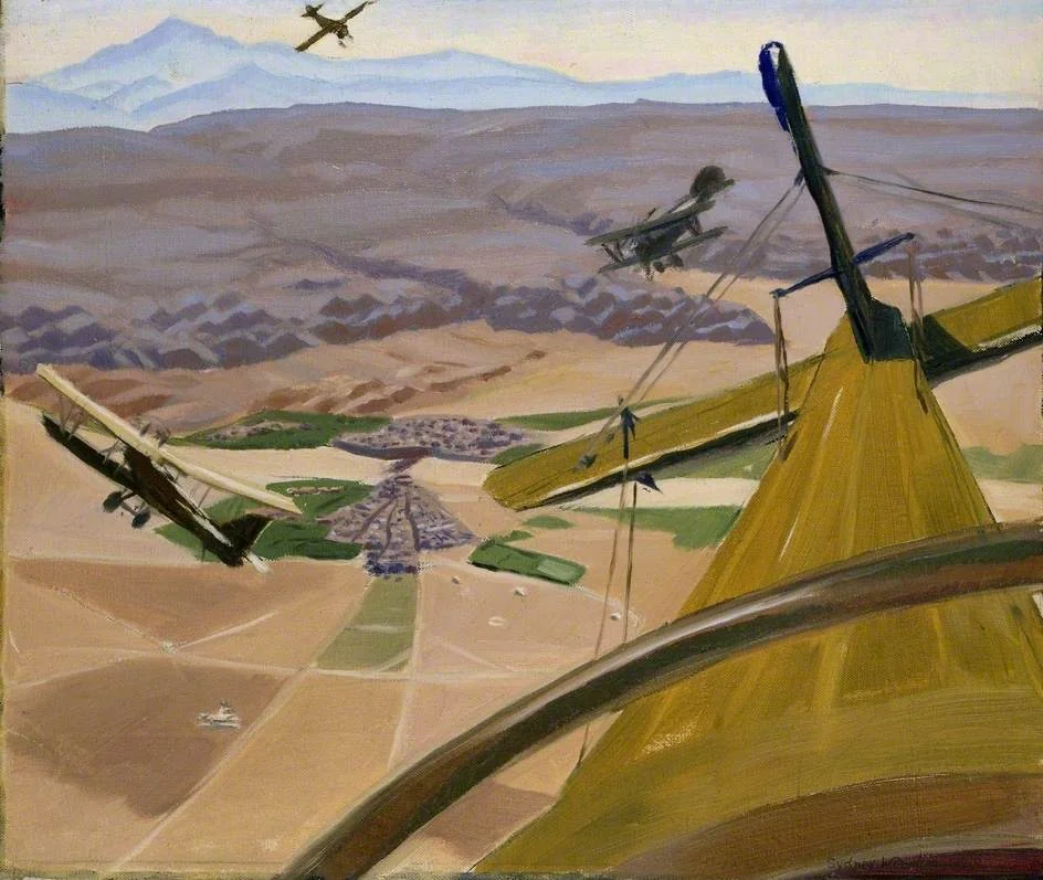 Over the Hills of Kurdistan: Flying above Kirkuk, by Sydney Carline, oil, 1919