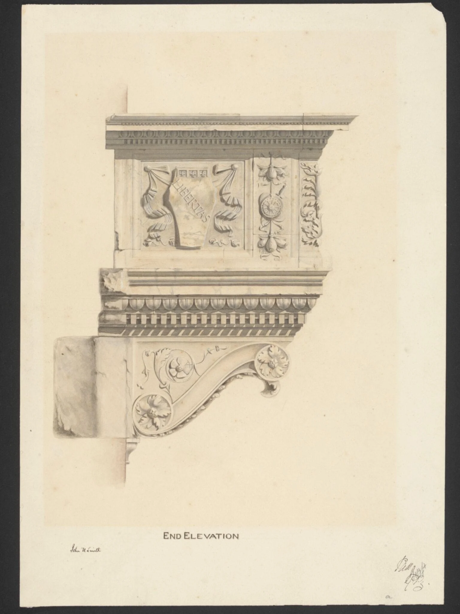 Drawing of the cantoria of Santa Maria Novella, Florence