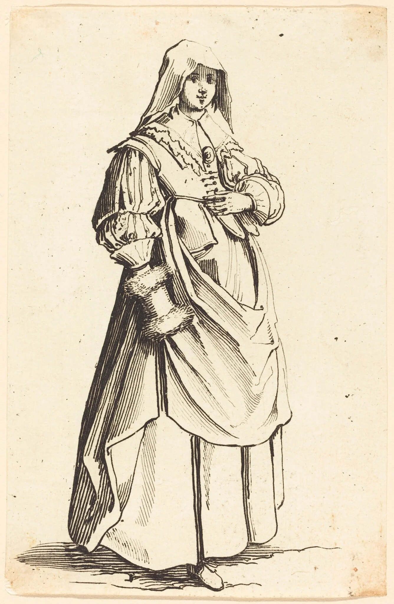 Bourgeoise with Muff, Facing Right