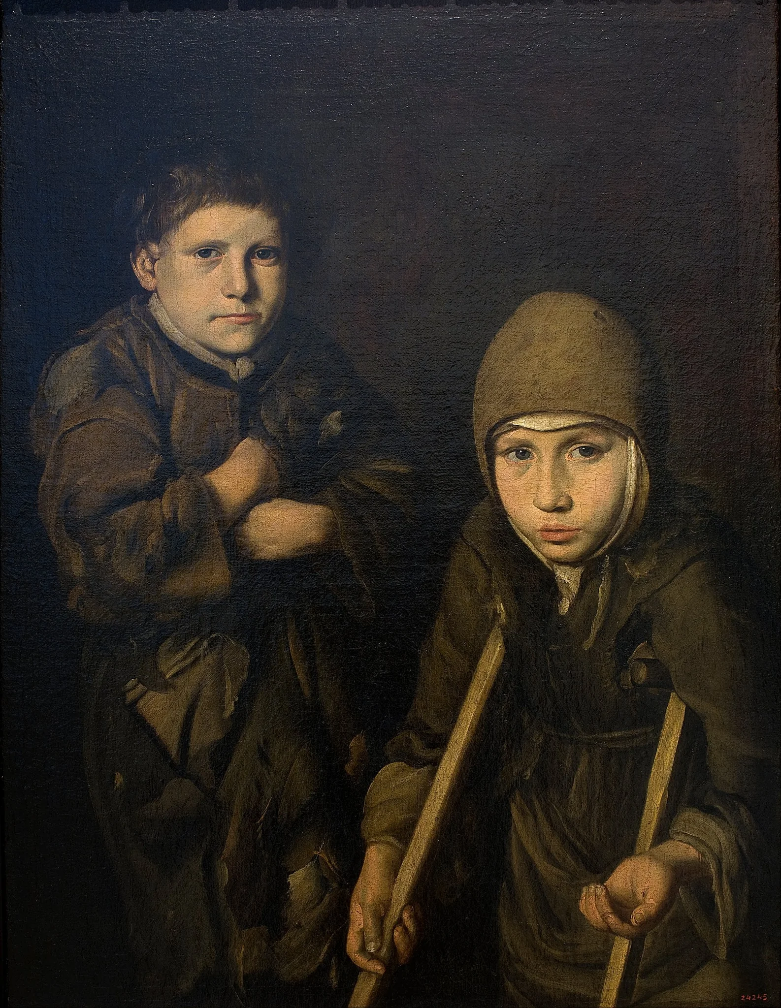 Children Begging, by Unknown, oil, 1650