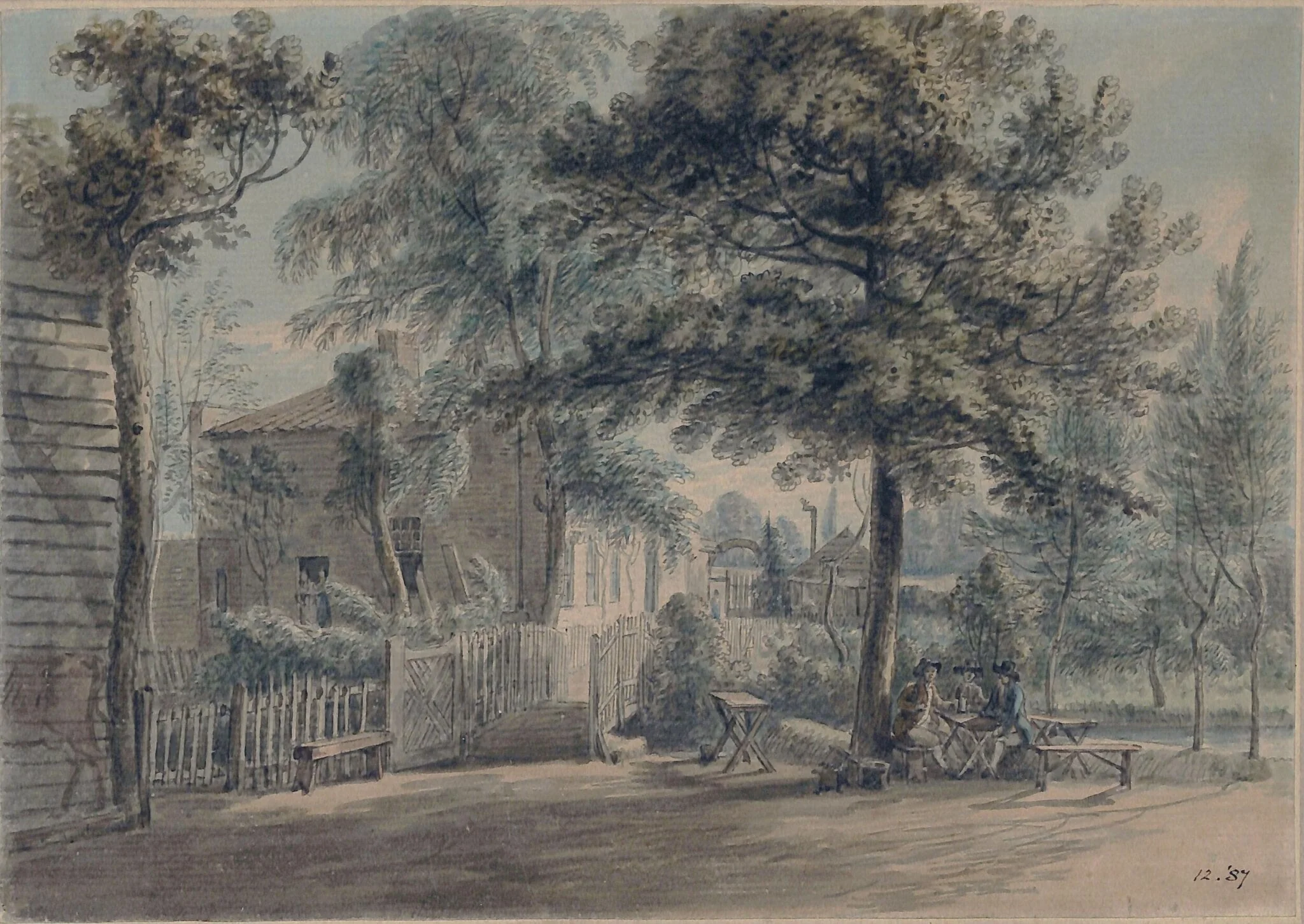 Old Tea Gardens, Bayswater Road, by Paul Sandby, watercolor, 1750