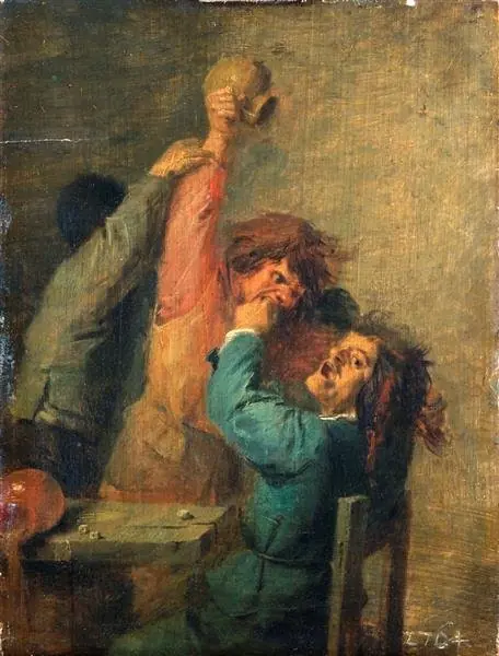 Brawl between peasants playing dice