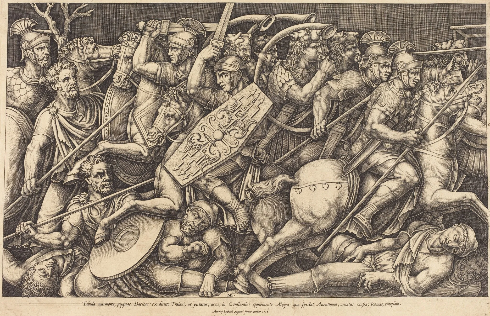 Roman Soldiers Fighting the Dacians, by Nicolas Beatrizet, ink, 1553