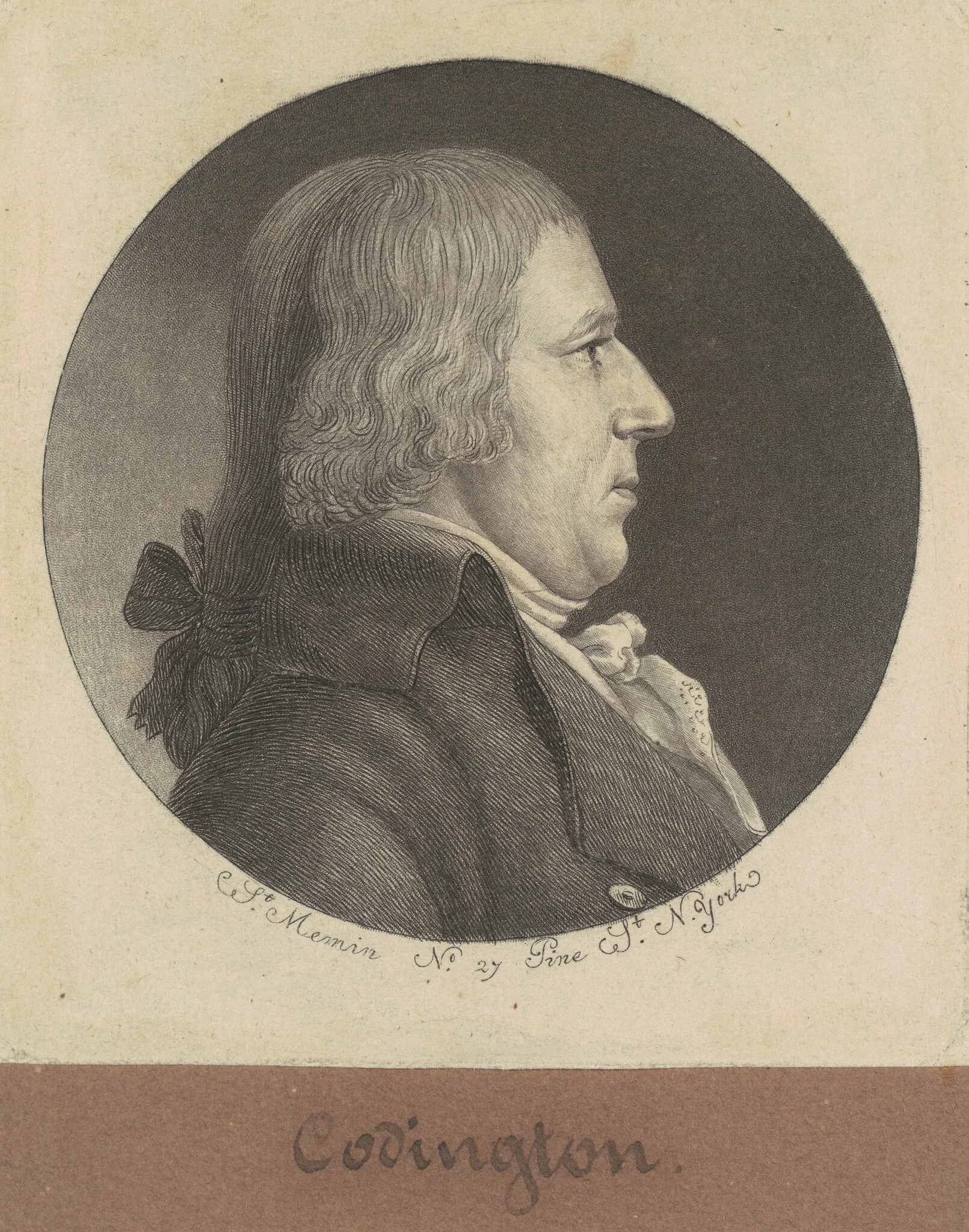 Coddington, by Charles Balthazar Julien Févret de Saint-Mémin, ink, 1797