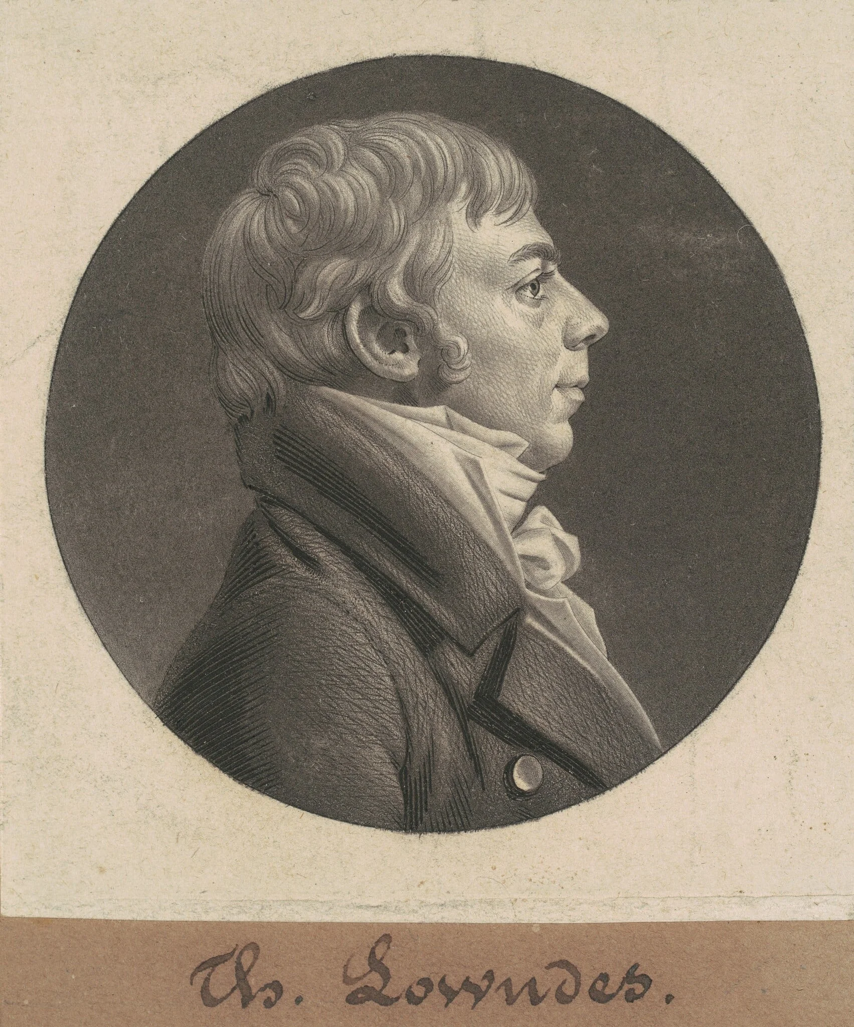 Thomas Lowndes, by Charles Balthazar Julien Févret de Saint-Mémin, ink, 1805