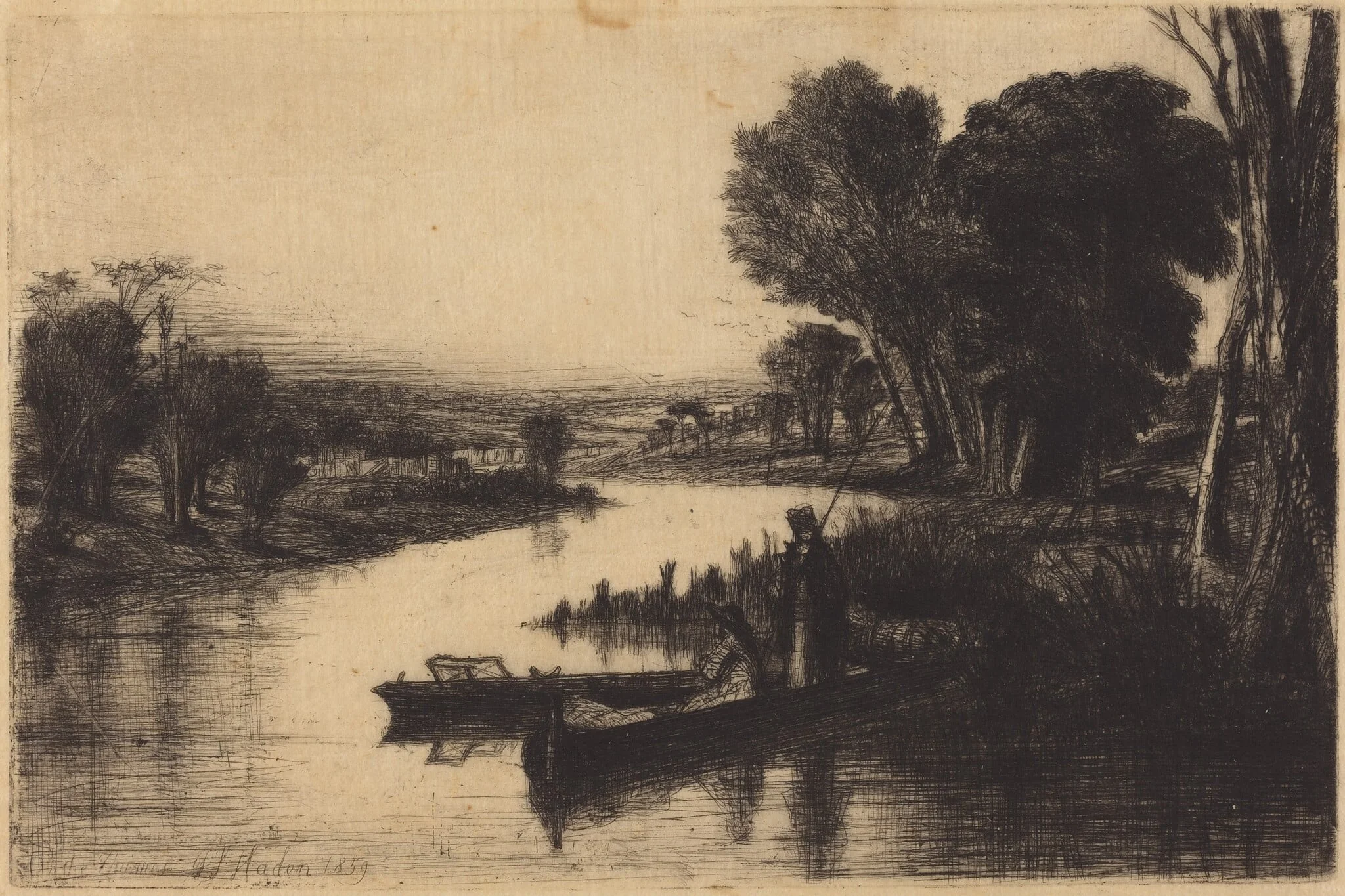 Thames Fishermen, by Francis Seymour Haden, ink, 1859