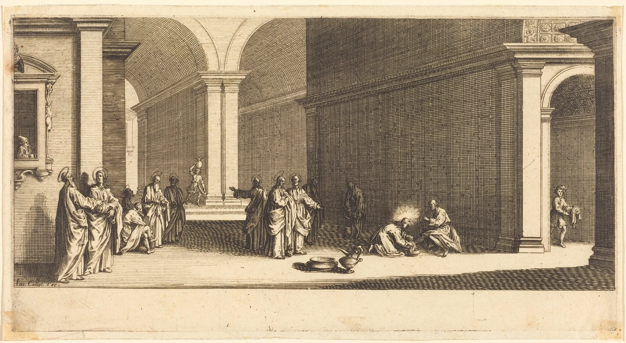 Christ Washing the Apostles' Feet, by Jacques Callot, ink, 1618