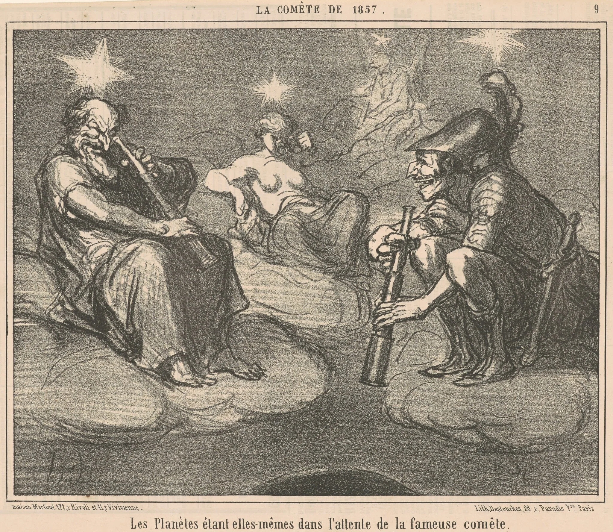 Les planètes étant elles-mêmes dans ..., by Honoré Daumier, ink, 1857