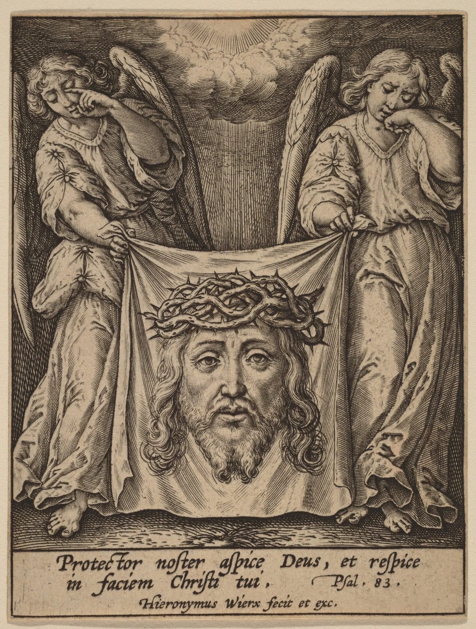 Protector Noster Aspice ..., by Hieronymus Wierix, ink, 1586