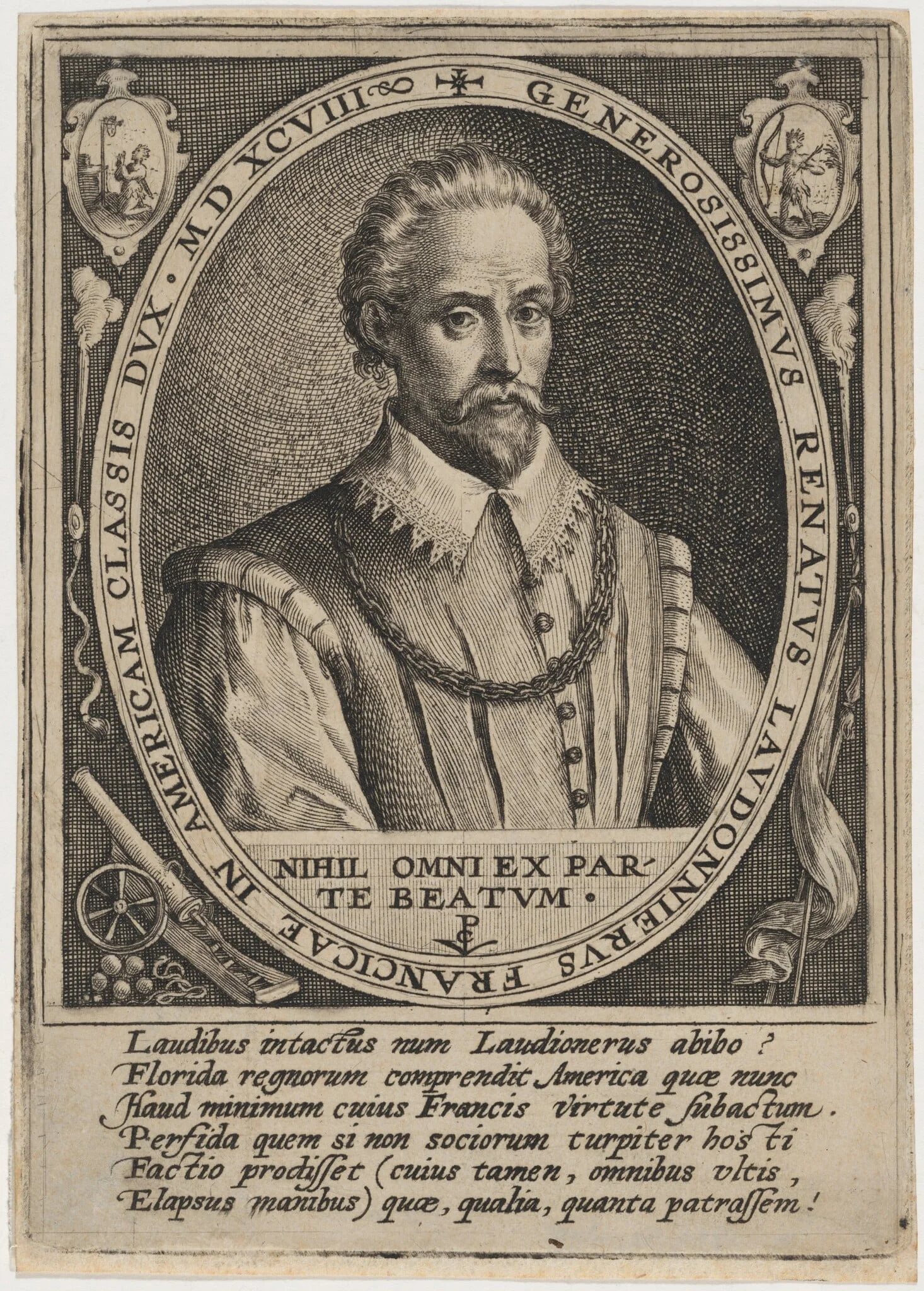 Rene de Laudonniere, by Crispijn van de Passe I, ink, 1598