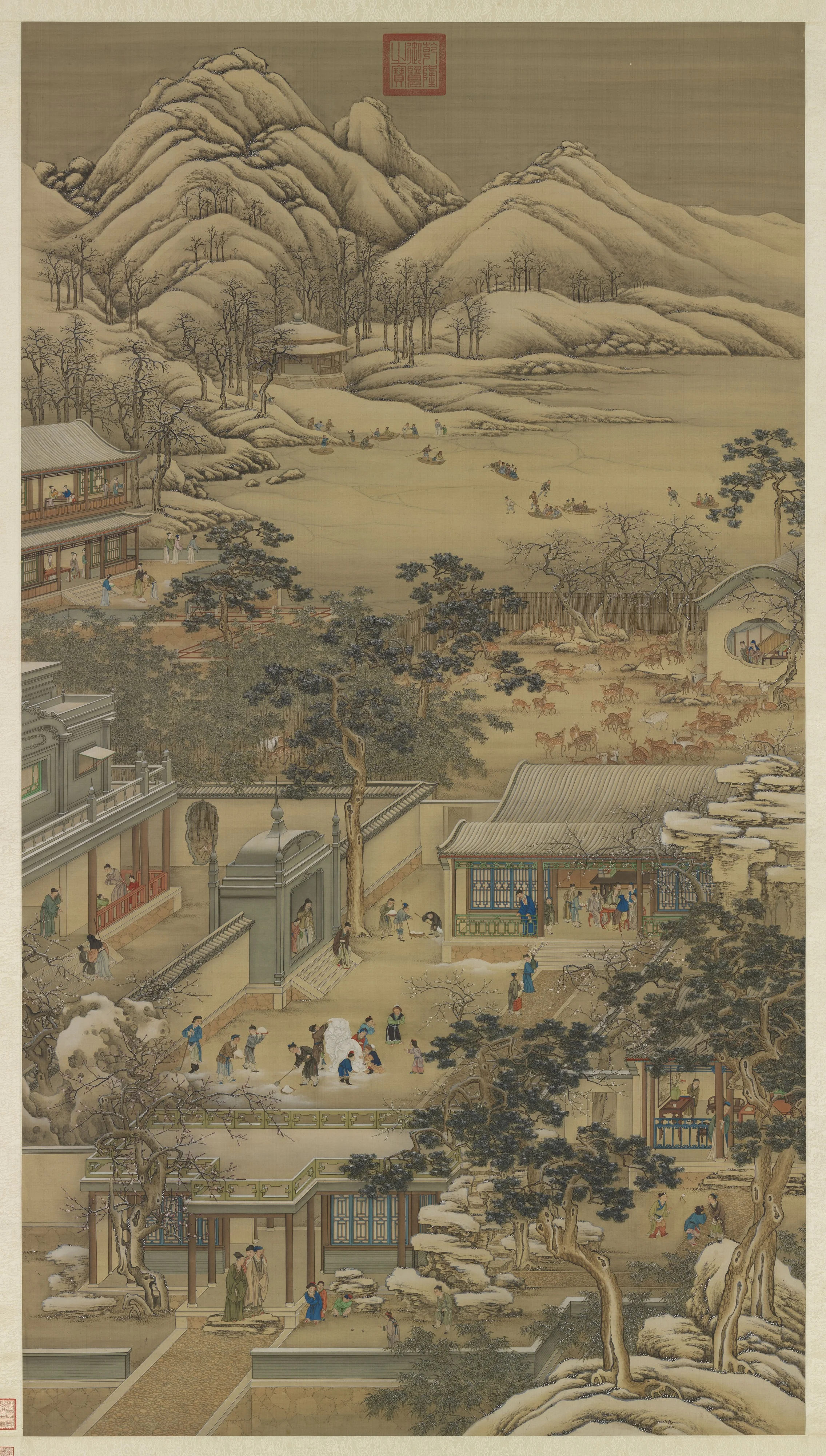 清畫院畫十二月月令圖十二月　軸, by court painter, unspecified, 1736